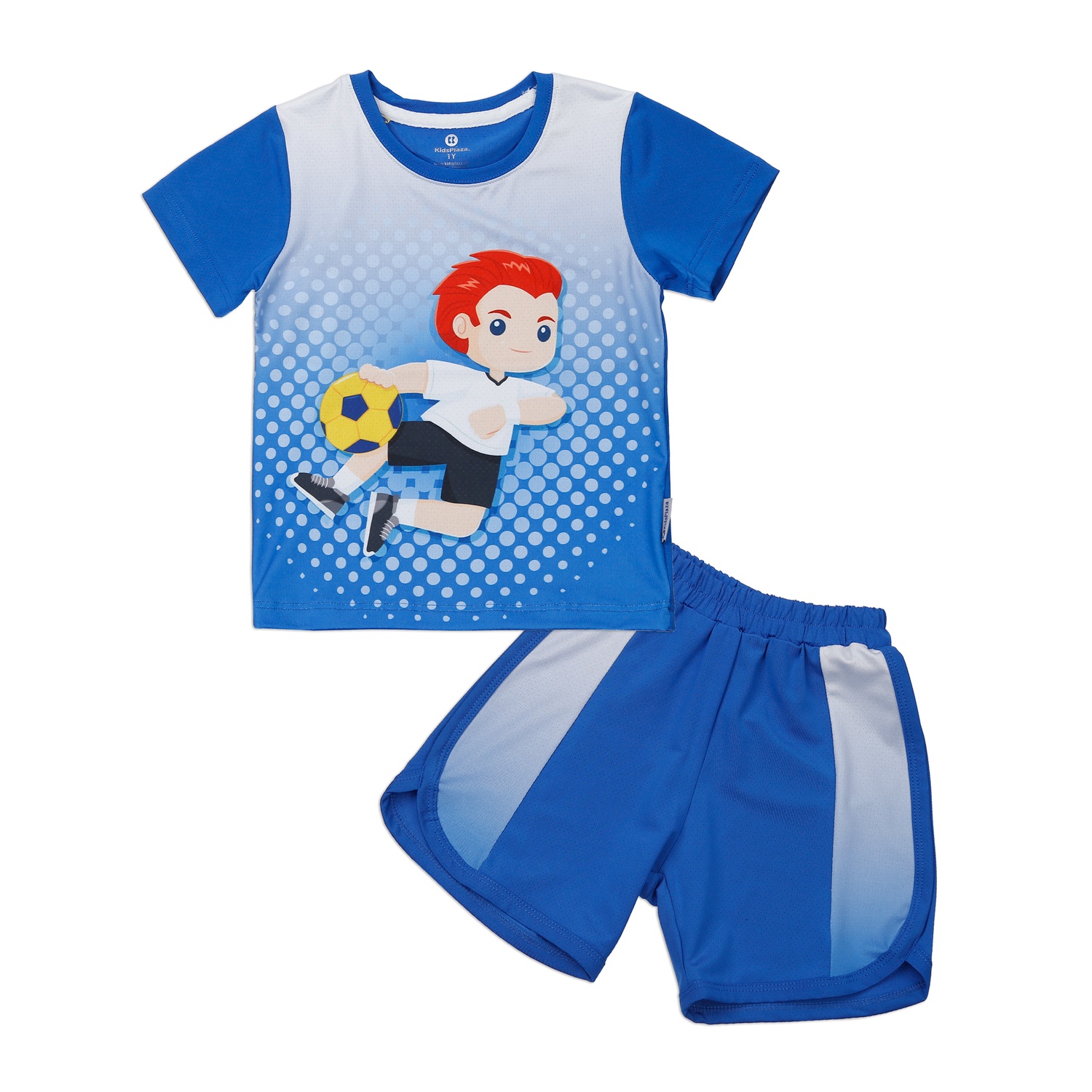 Bộ quần áo cộc tay bé trai KidsPlaza in hình cầu thủ VY23H (Xanh)