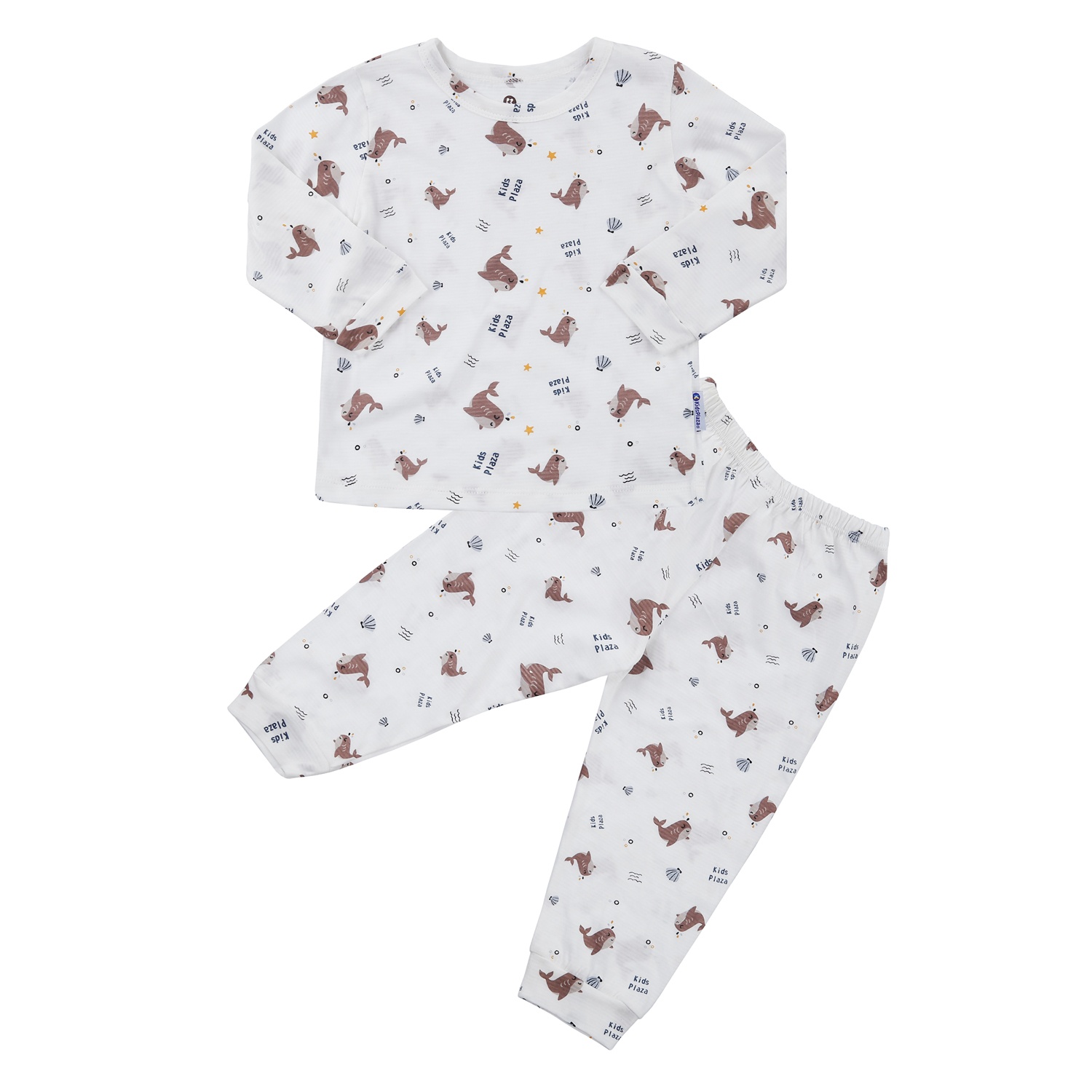 Bộ quần áo dài tay bé trai KidsPlaza in cá heo M23T (Trắng) hình 1