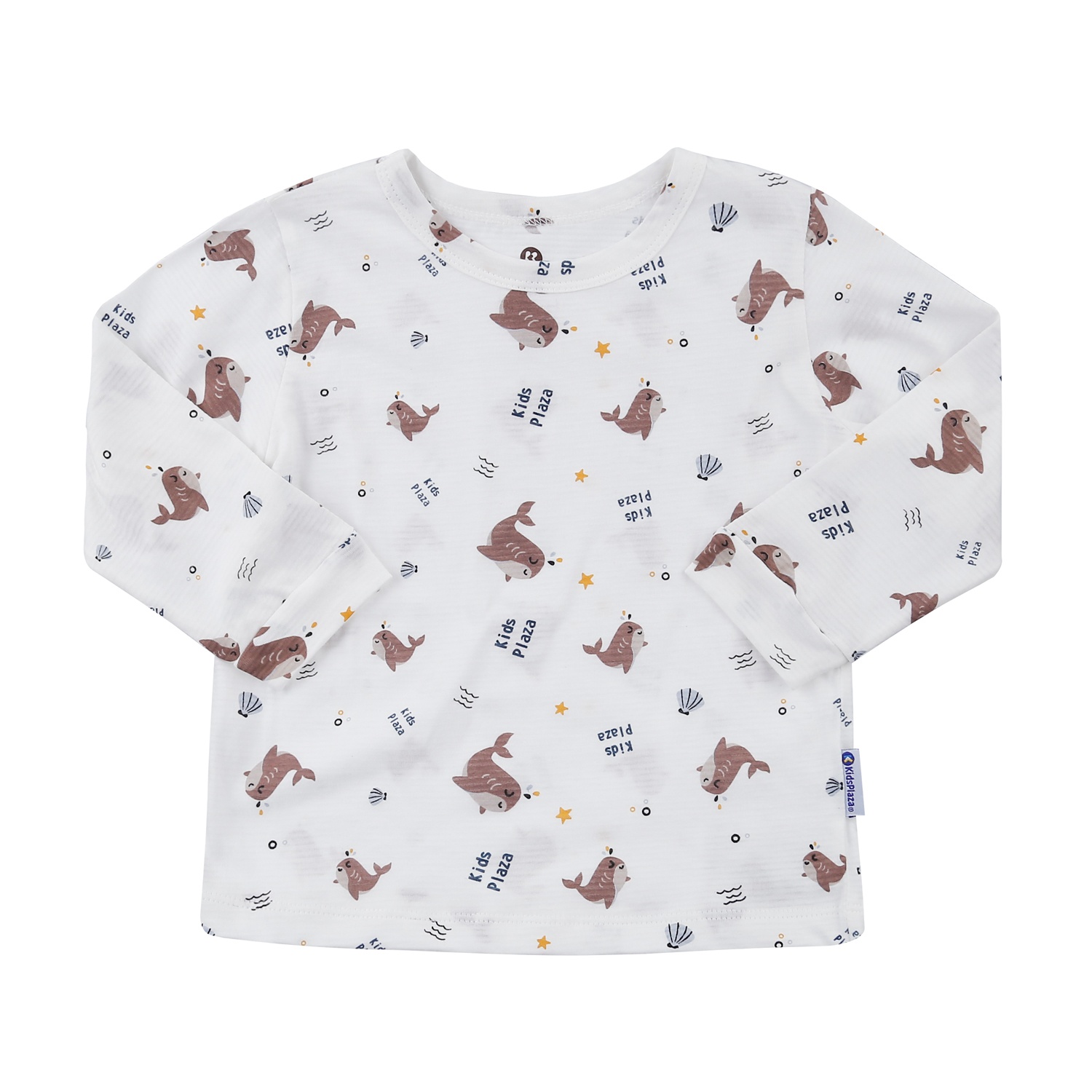 Bộ quần áo dài tay bé trai KidsPlaza in cá heo M23T (Trắng) hình 2