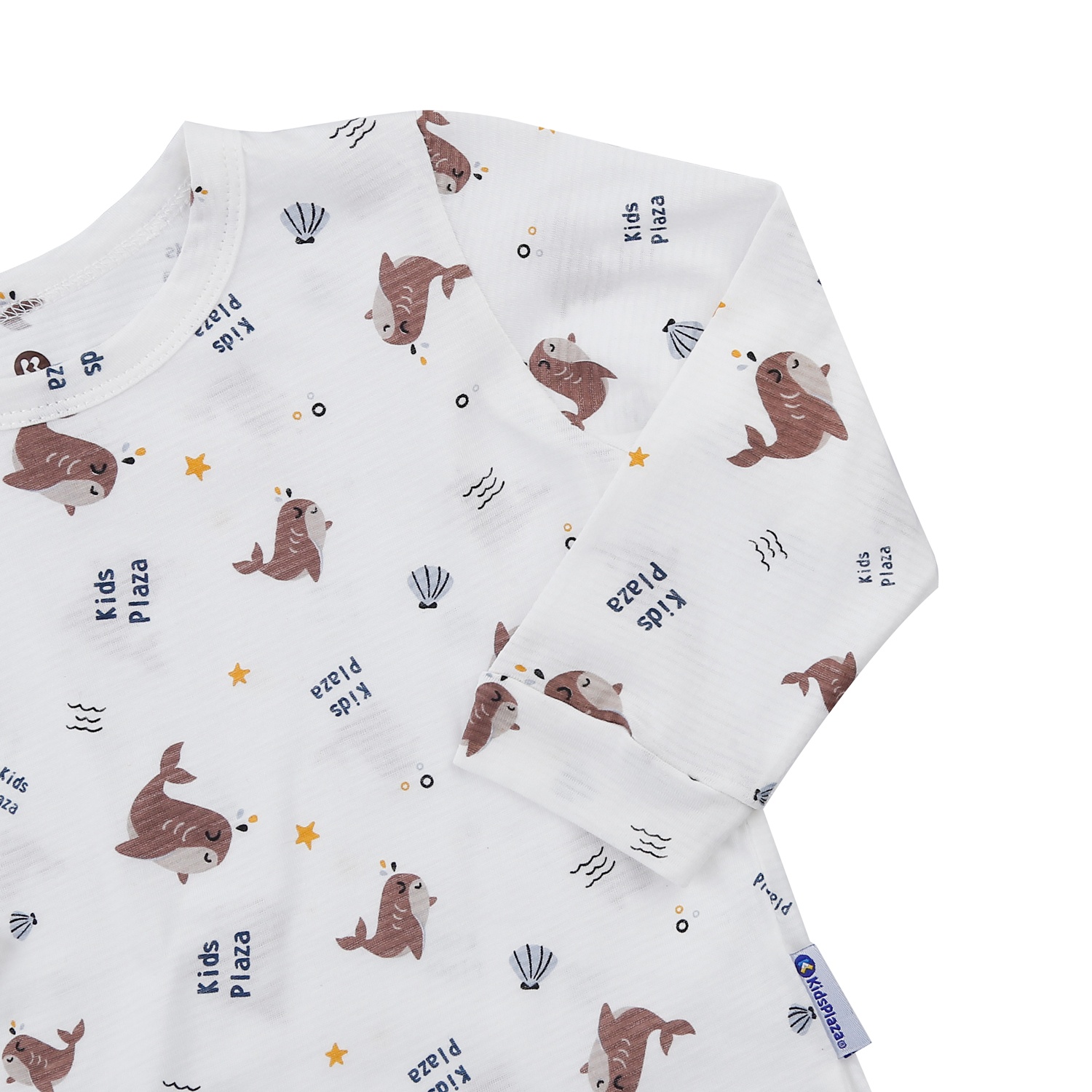 Bộ quần áo dài tay bé trai KidsPlaza in cá heo M23T (Trắng) hình 4