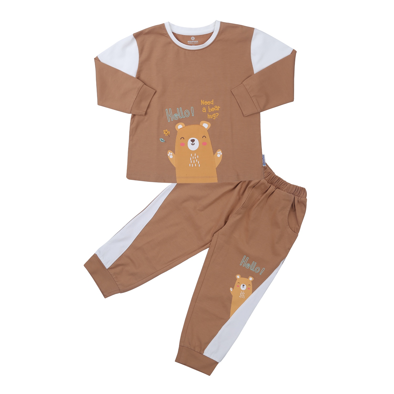 Bộ quần áo dài tay bé trai KidsPlaza in dập gấu TT23T (Be)