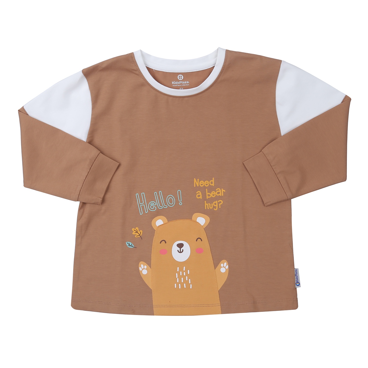 Bộ quần áo dài tay bé trai KidsPlaza in dập gấu TT23T (Be)