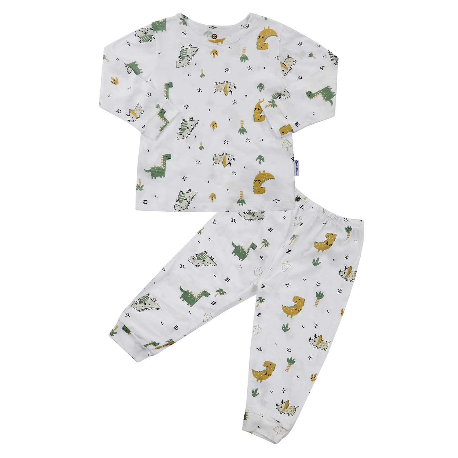 Bộ quần áo dài tay bé trai KidsPlaza in hình khủng long M23T (Trắng) hình 1