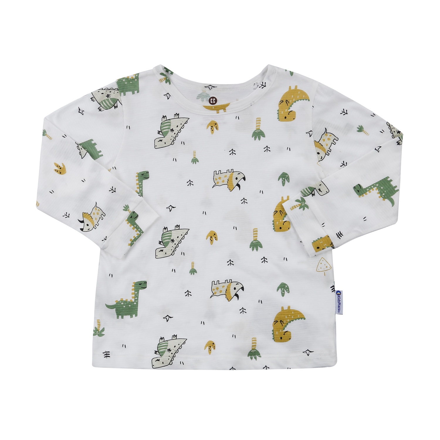 Bộ quần áo dài tay bé trai KidsPlaza in hình khủng long M23T (Trắng) hình 2