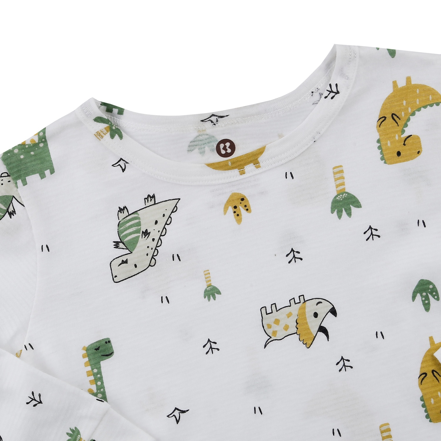 Bộ quần áo dài tay bé trai KidsPlaza in hình khủng long M23T (Trắng) hình 3