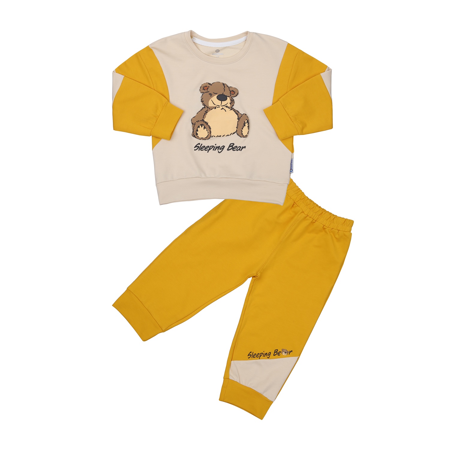 Bộ quần áo dài tay cho bé trai KisPlaza in hình gấu VY23T (Vàng)