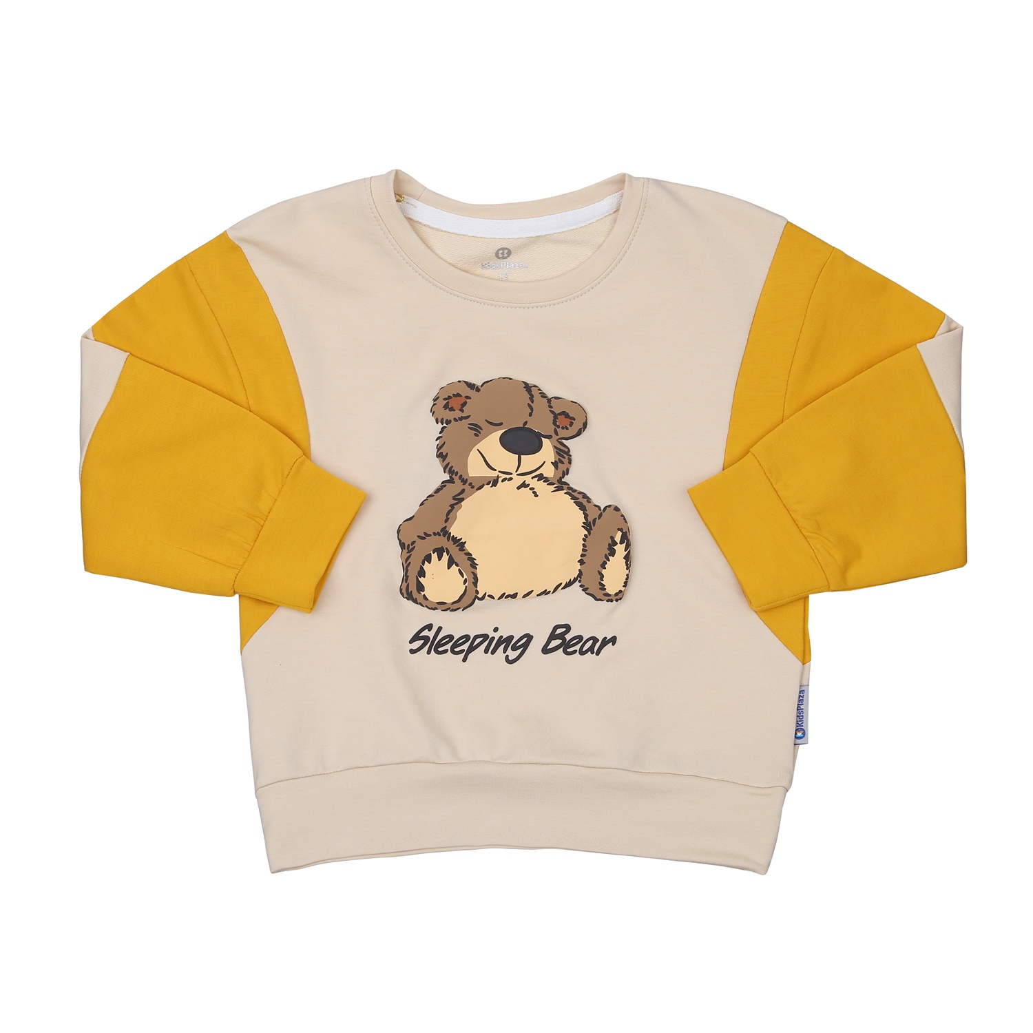 Bộ quần áo dài tay cho bé trai KisPlaza in hình gấu VY23T (Vàng)