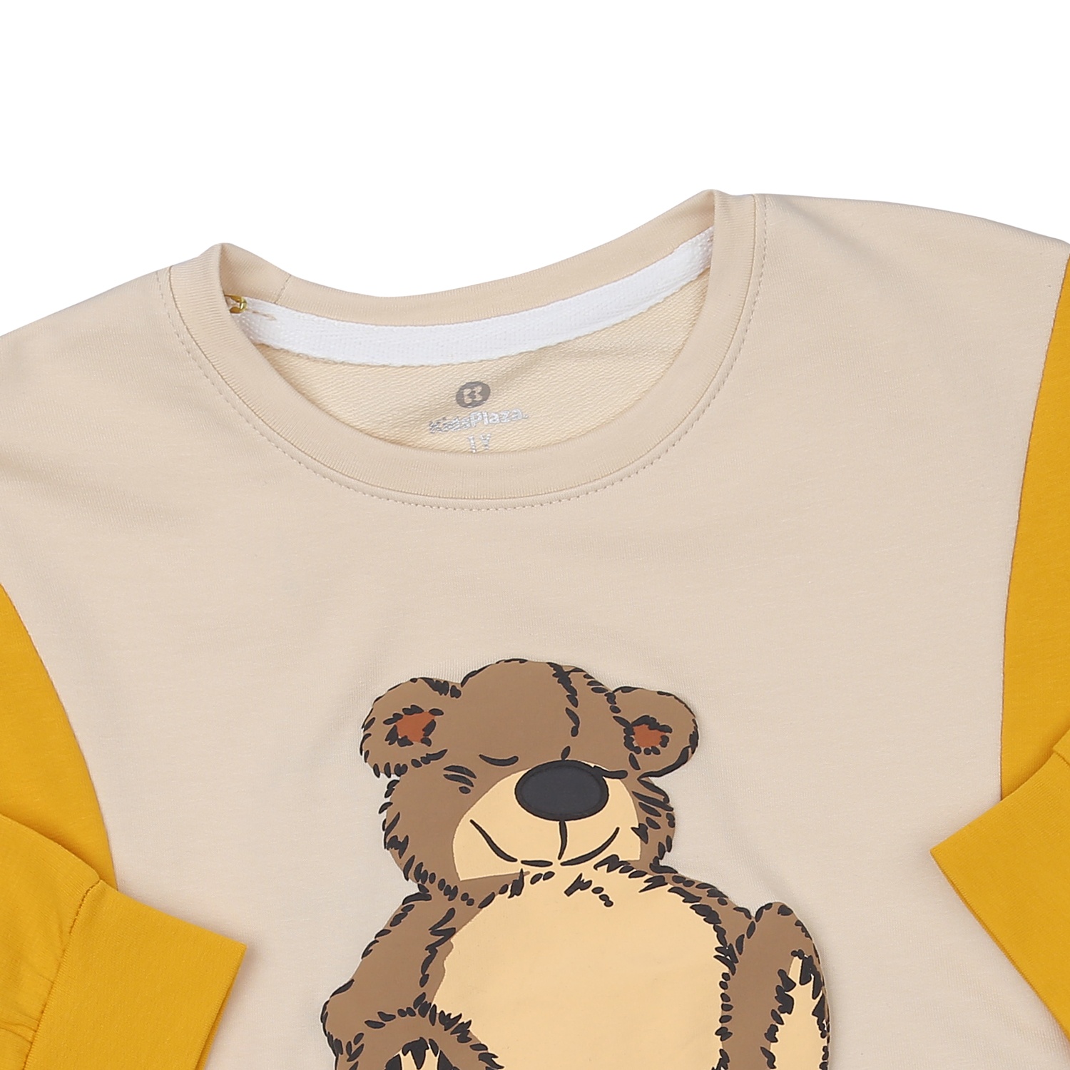 Bộ quần áo dài tay cho bé trai KisPlaza in hình gấu VY23T (Vàng)