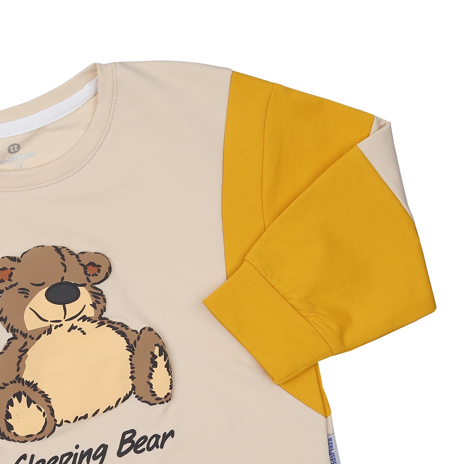 Bộ quần áo dài tay cho bé trai KisPlaza in hình gấu VY23T (Vàng)