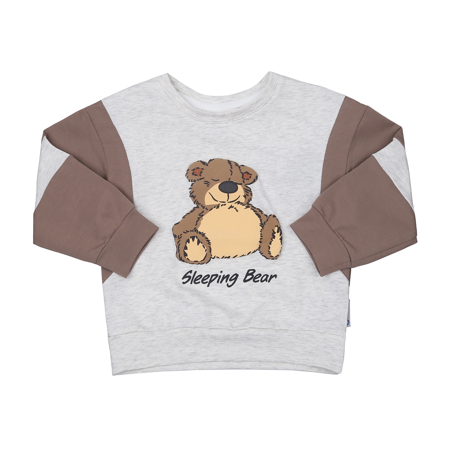 Bộ quần áo dài tay cho bé trai KisPlaza in hình gấu VY23T (Xám Nâu) hình 2