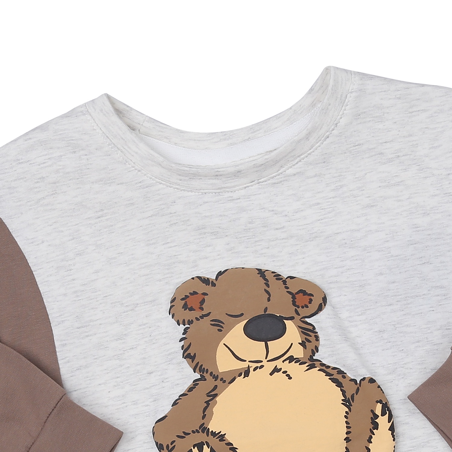 Bộ quần áo dài tay cho bé trai KisPlaza in hình gấu VY23T (Xám Nâu) hình 3