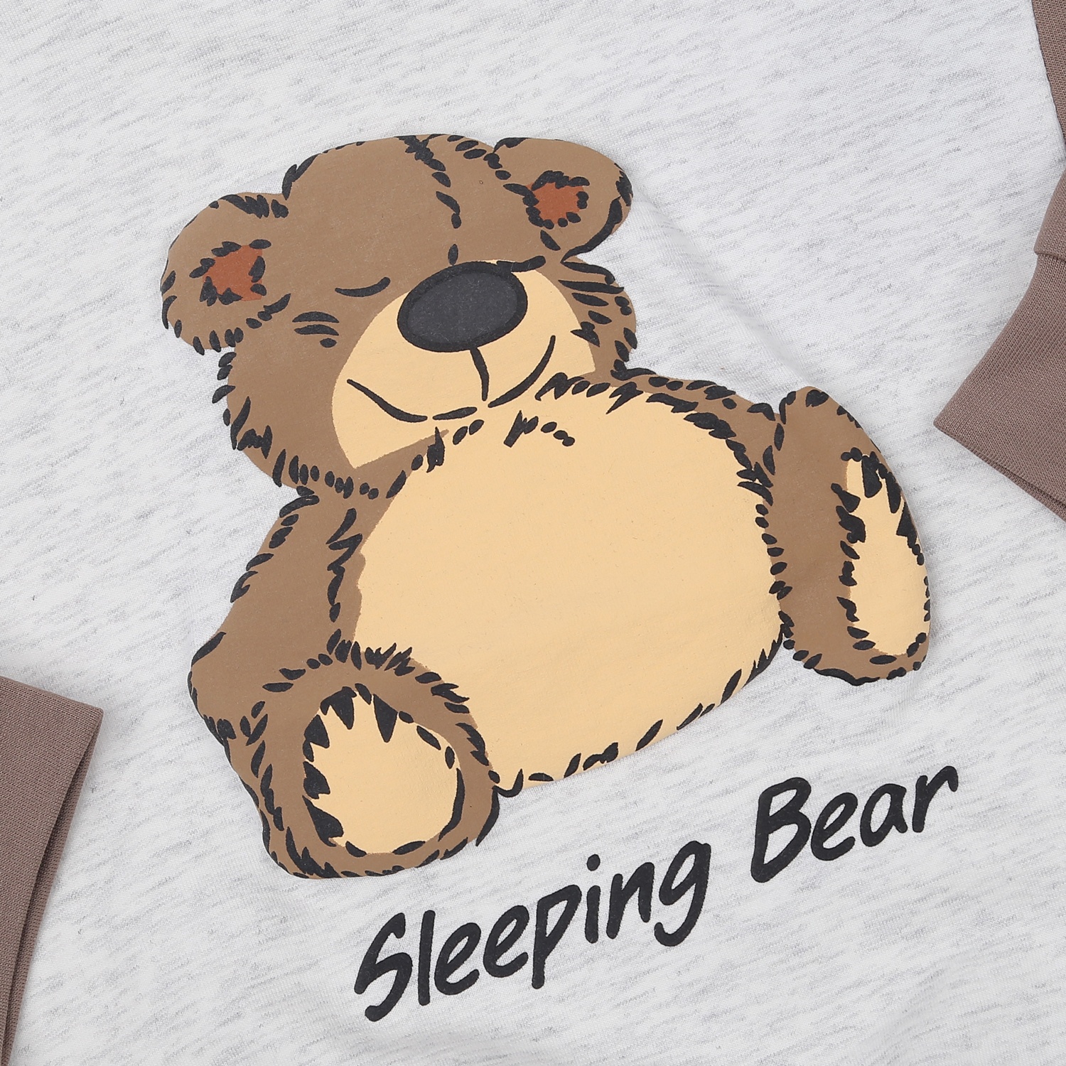 Bộ quần áo dài tay cho bé trai KisPlaza in hình gấu VY23T (Xám Nâu) hình 4