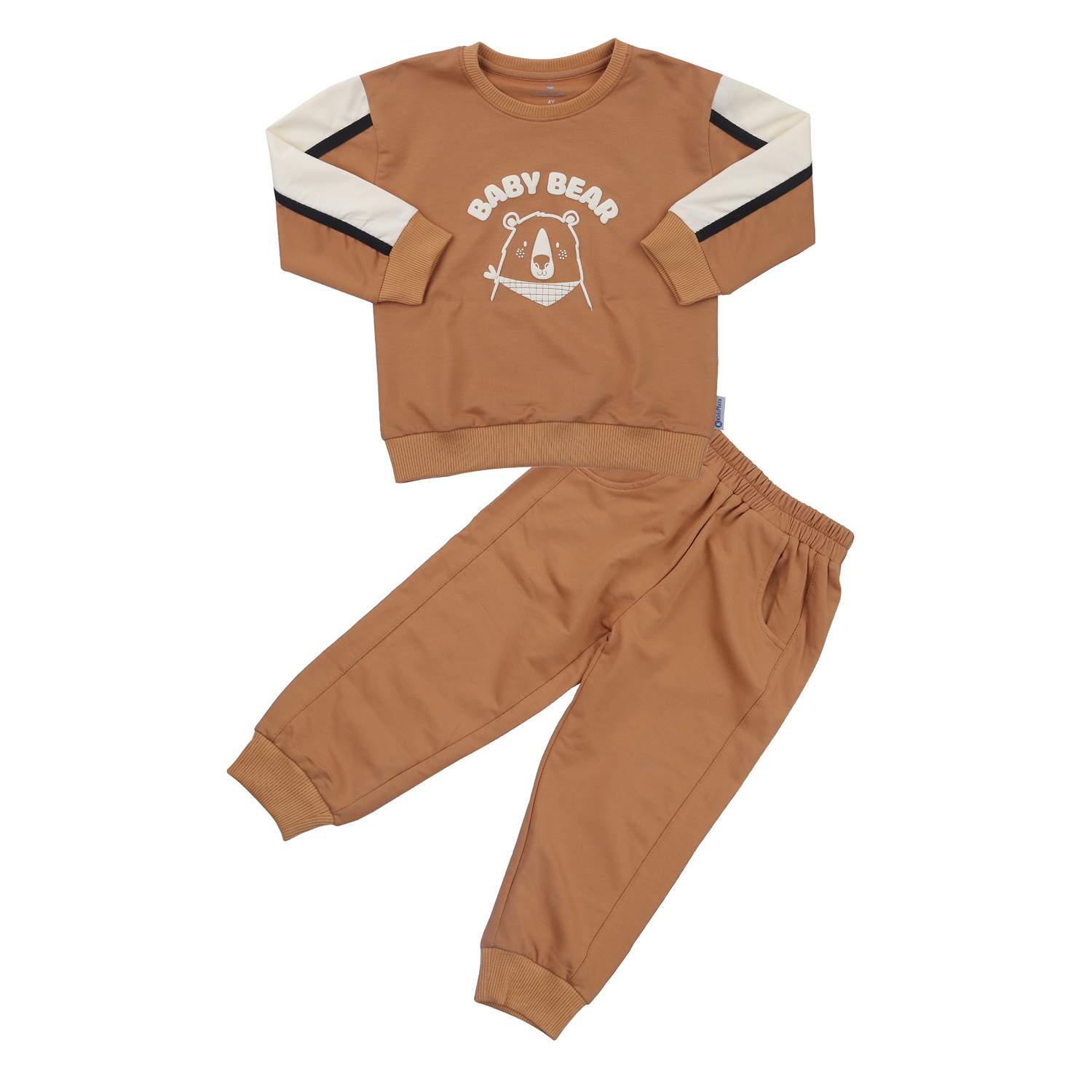 Bộ quần áo dài tay da cá bé trai in gấu Baby KidsPlaza TT23T (Nâu)