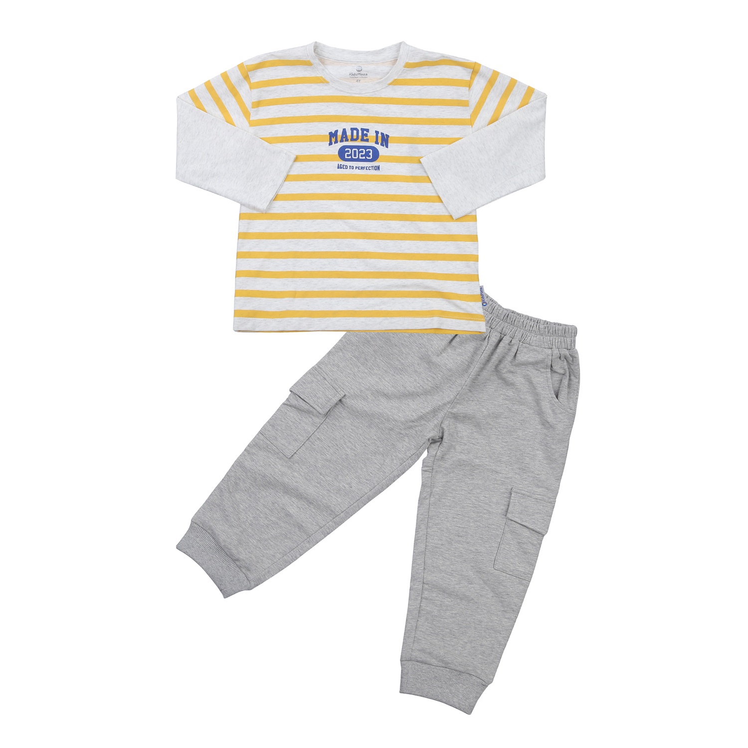 Bộ quần áo dài tay da cá bé trai KidsPlaza TT23T (Vàng kẻ)