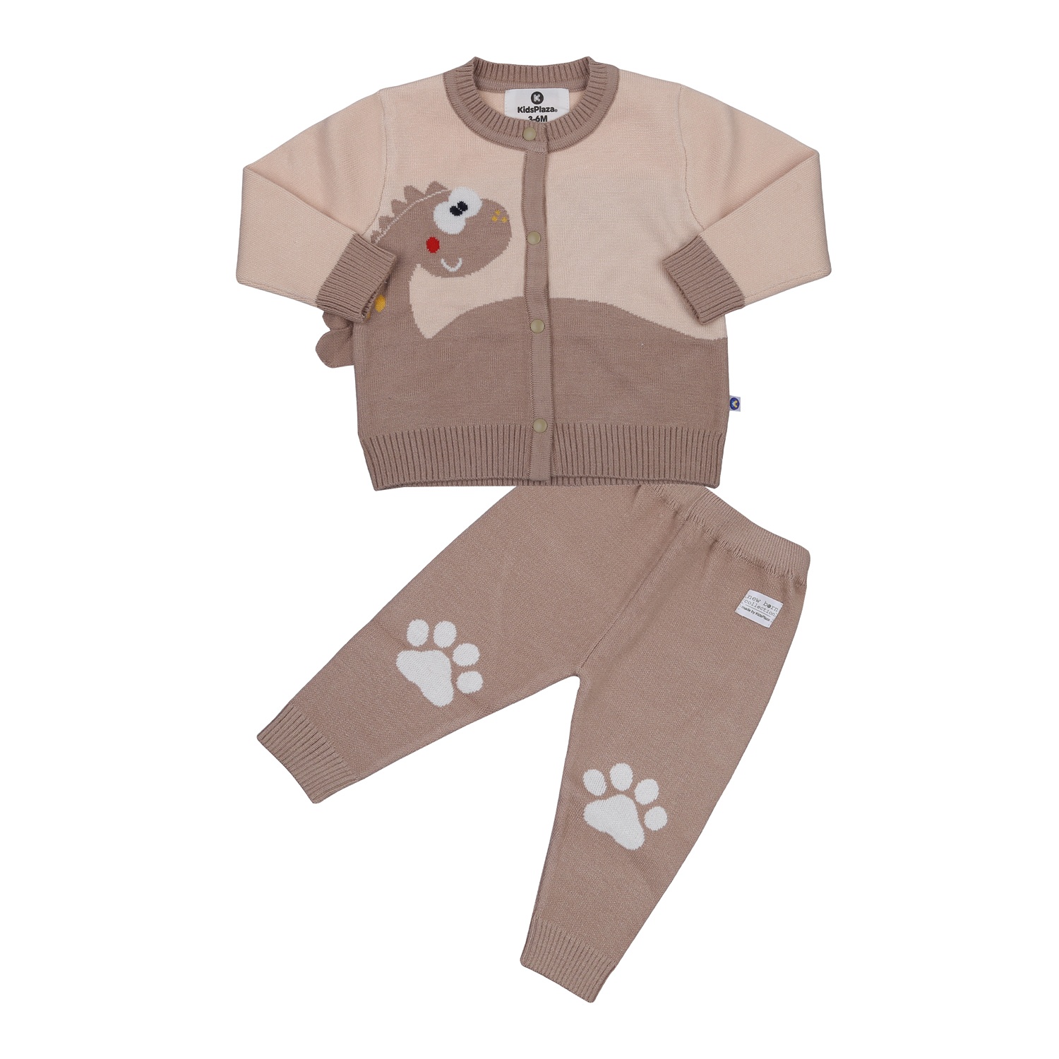Bộ quần áo len cài giữa bé trai KidsPlaza in khủng long HN23D (Nâu) hình 1