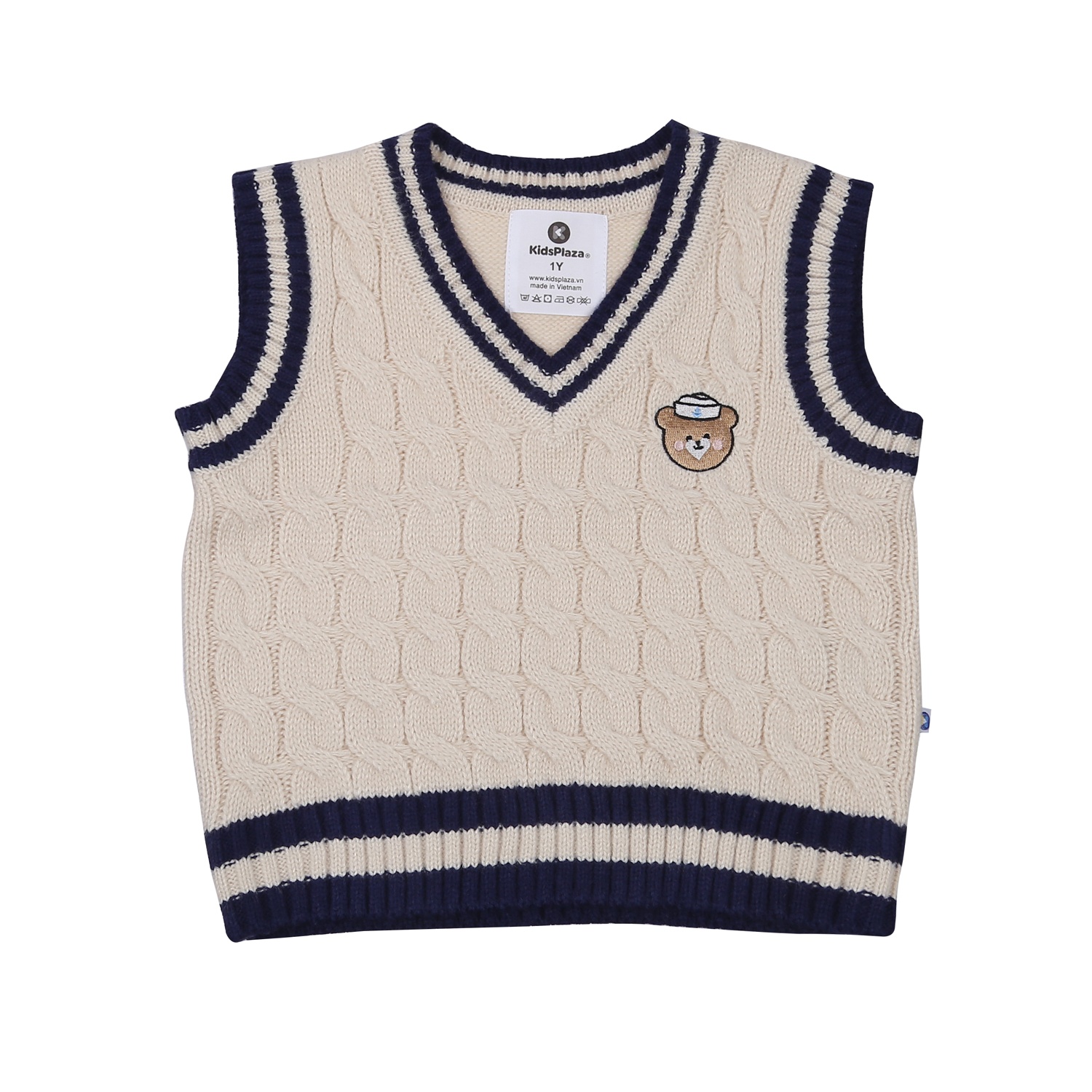 Áo len gile bé trai KidsPlaza gấu HN23D (Be)  hình 1