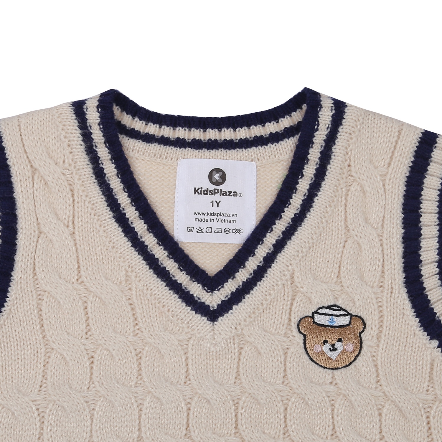 Áo len gile bé trai KidsPlaza gấu HN23D (Be)  hình 2