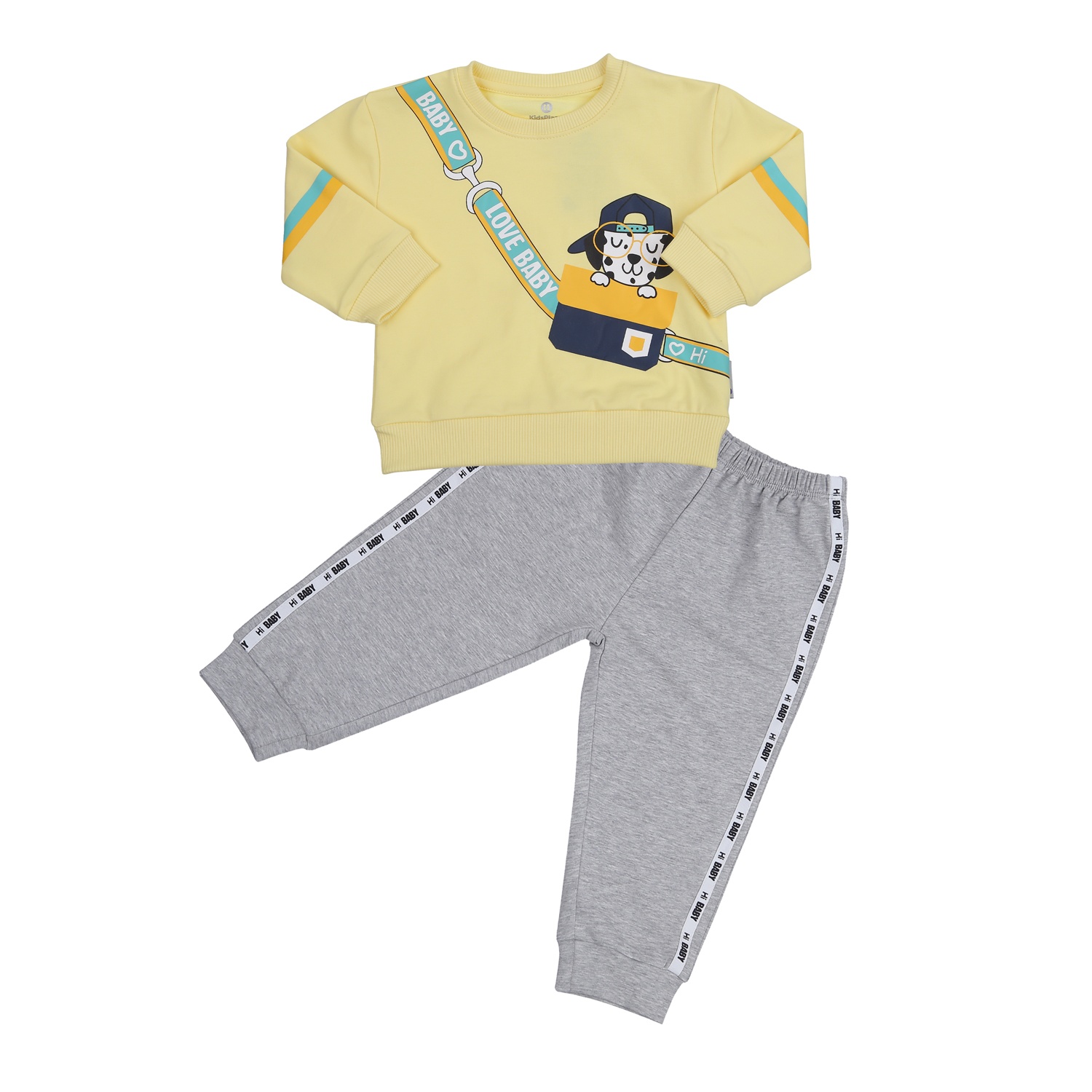 Bộ thời trang bé trai dài tay KidsPlaza in gấu TT23T (Vàng)