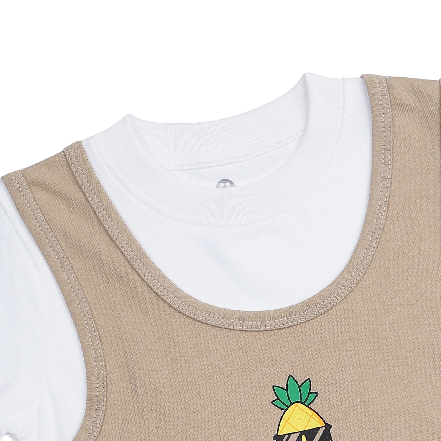 Áo cộc tay bé trai KidsPlaza yếm in dứa HN23H (Trắng nâu)