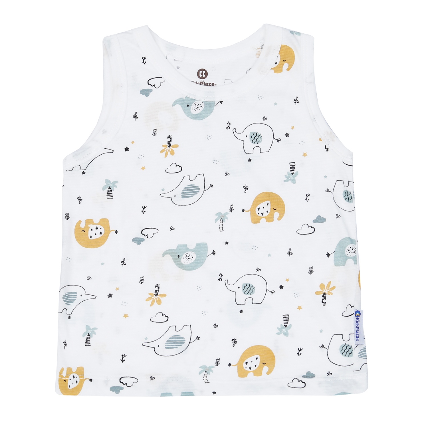 Bộ quần áo ba lỗ bé trai KidsPlaza kẻ in voi M23H (Trắng)  hình 3