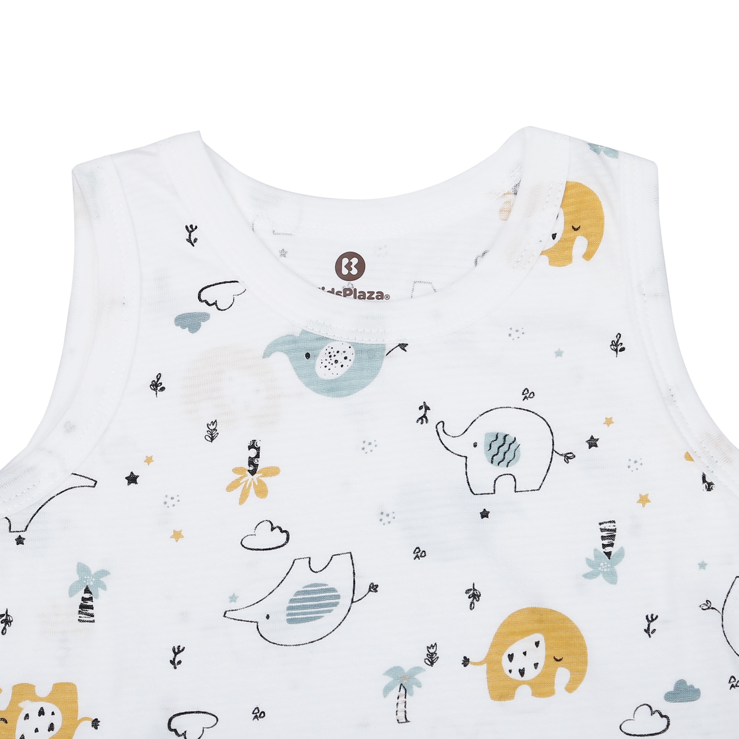 Bộ quần áo ba lỗ bé trai KidsPlaza kẻ in voi M23H (Trắng)  hình 2