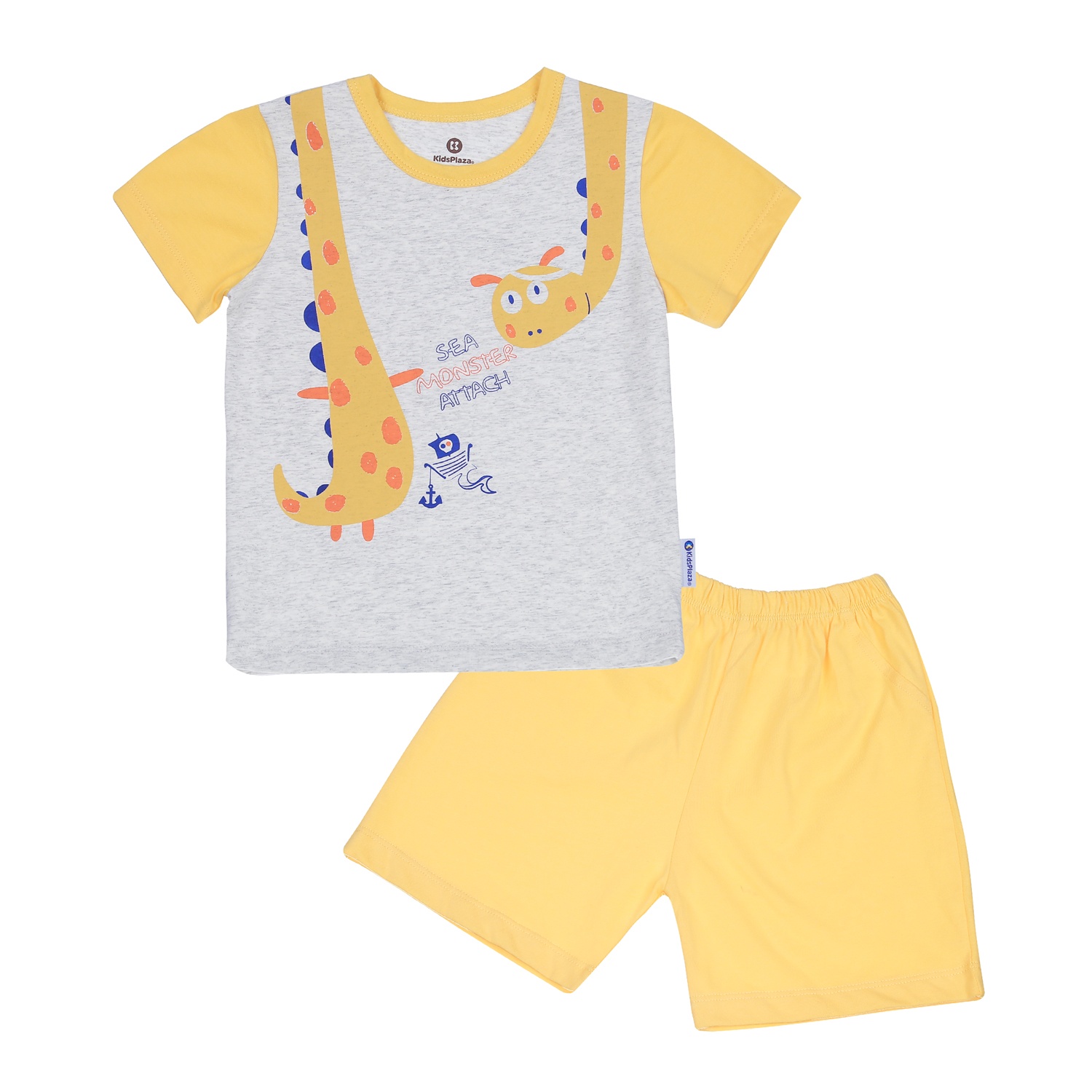 Bộ cộc tay bé trai KidsPlaza in hươu cao cổ M23H (Trắng vàng) hình 1