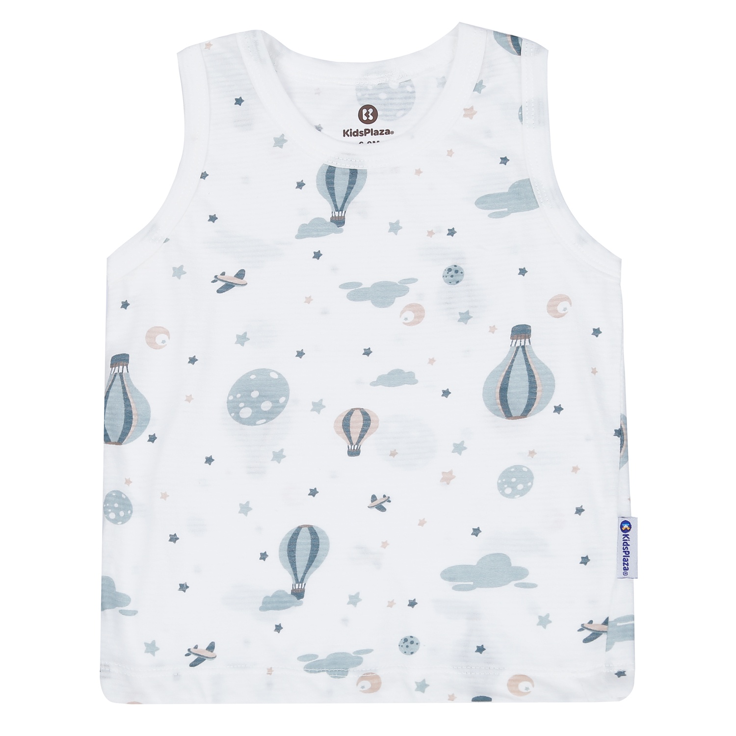 Bộ quần áo ba lỗ bé trai KidsPlaza kẻ in Baloon M23H (Trắng) hình 2