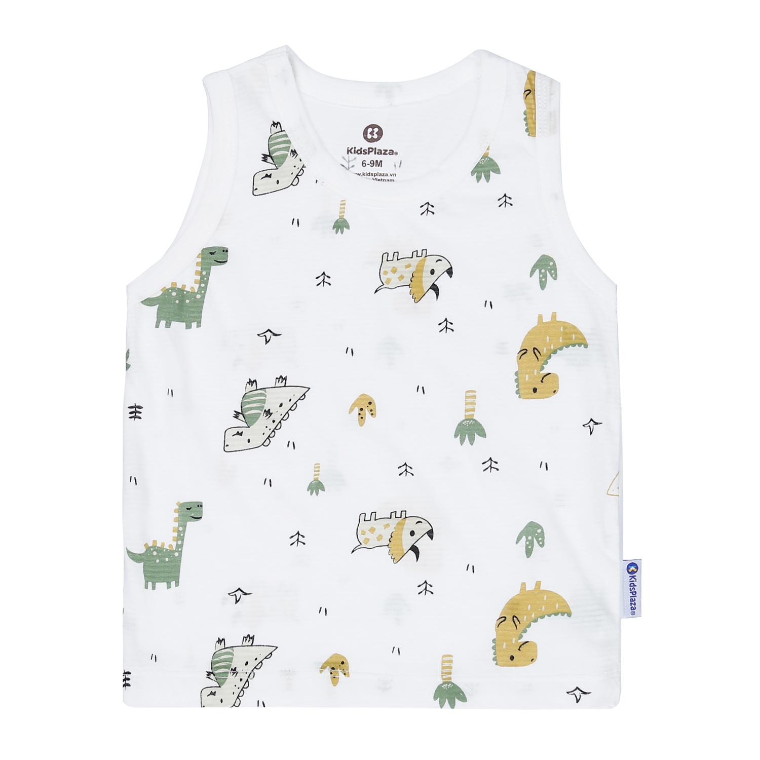 Bộ quần áo ba lỗ bé trai KidsPlaza kẻ in khủng long M23H (Trắng) hình 3