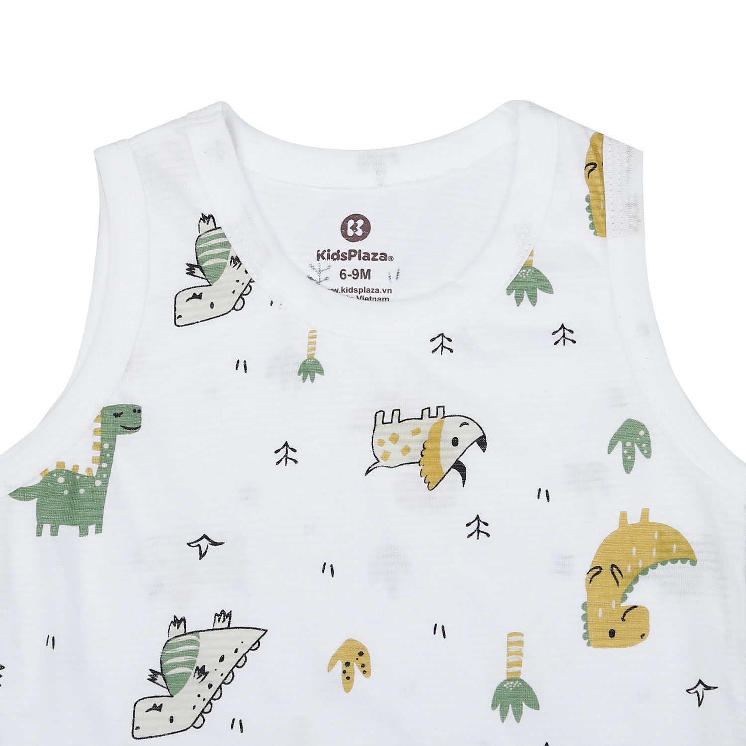 Bộ quần áo ba lỗ bé trai KidsPlaza kẻ in khủng long M23H (Trắng) hình 2