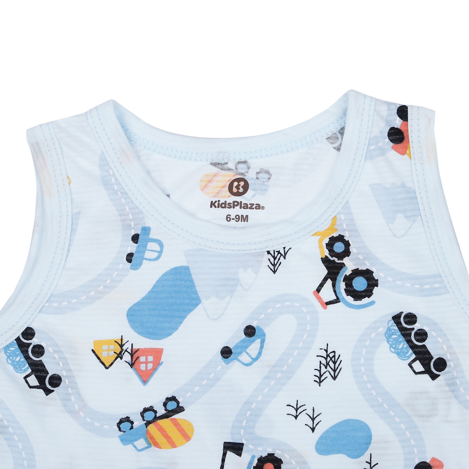 Bộ quần áo ba lỗ bé trai KidsPlaza kẻ in ô tô M23H (Xanh) hình 3