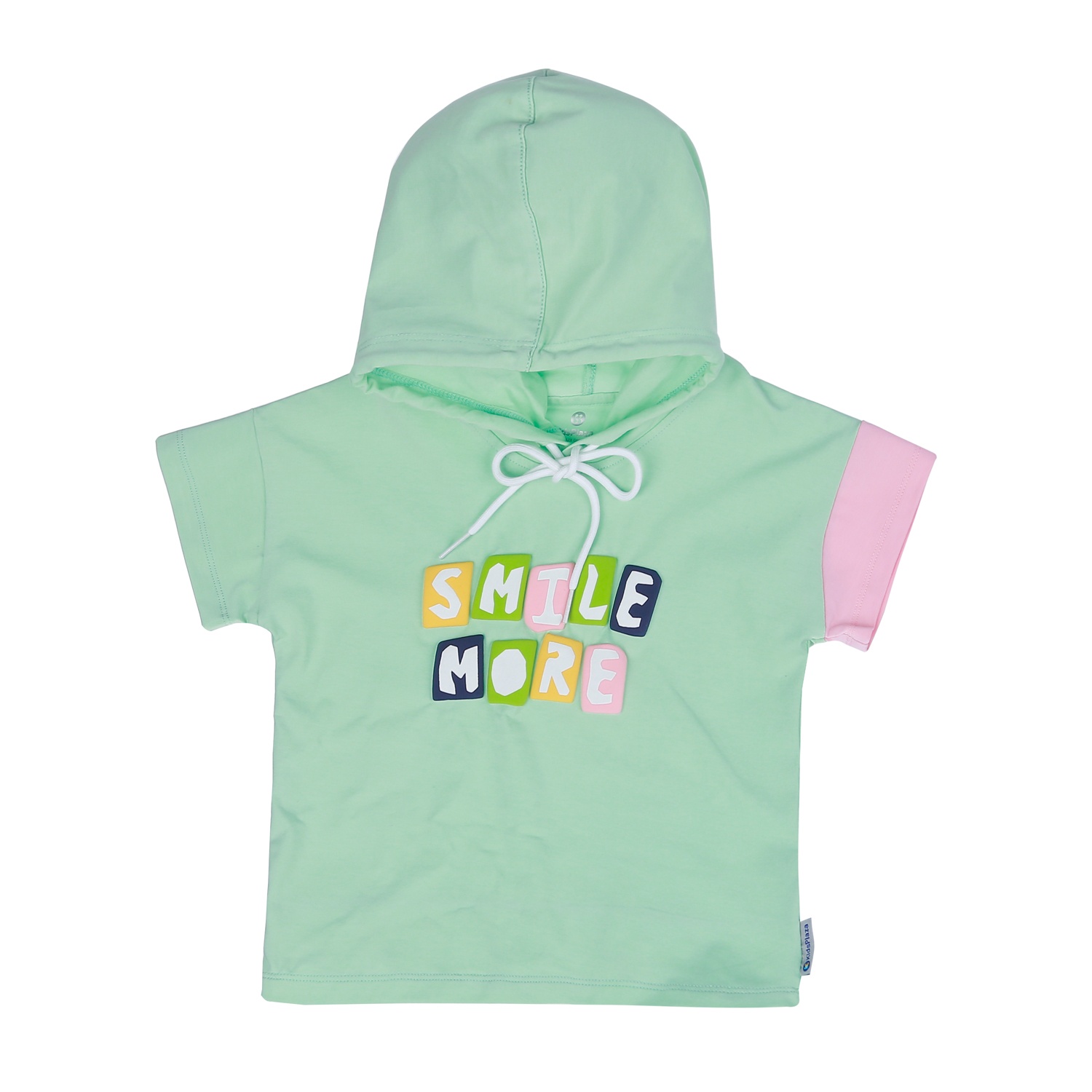 Bộ quần áo bé gái cộc tay KidsPlaza in Smile More TT23H (Xanh) hình 2