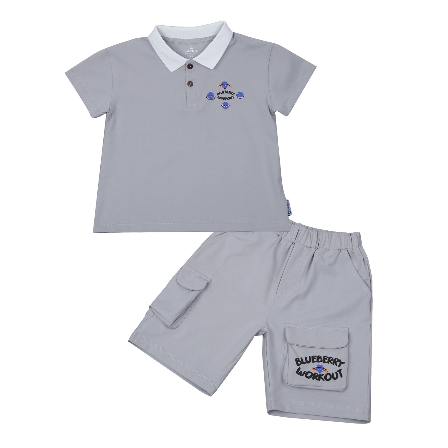 Bộ quần áo bé trai cộc tay Kids Plaza in Blueberry TT23H hình 1