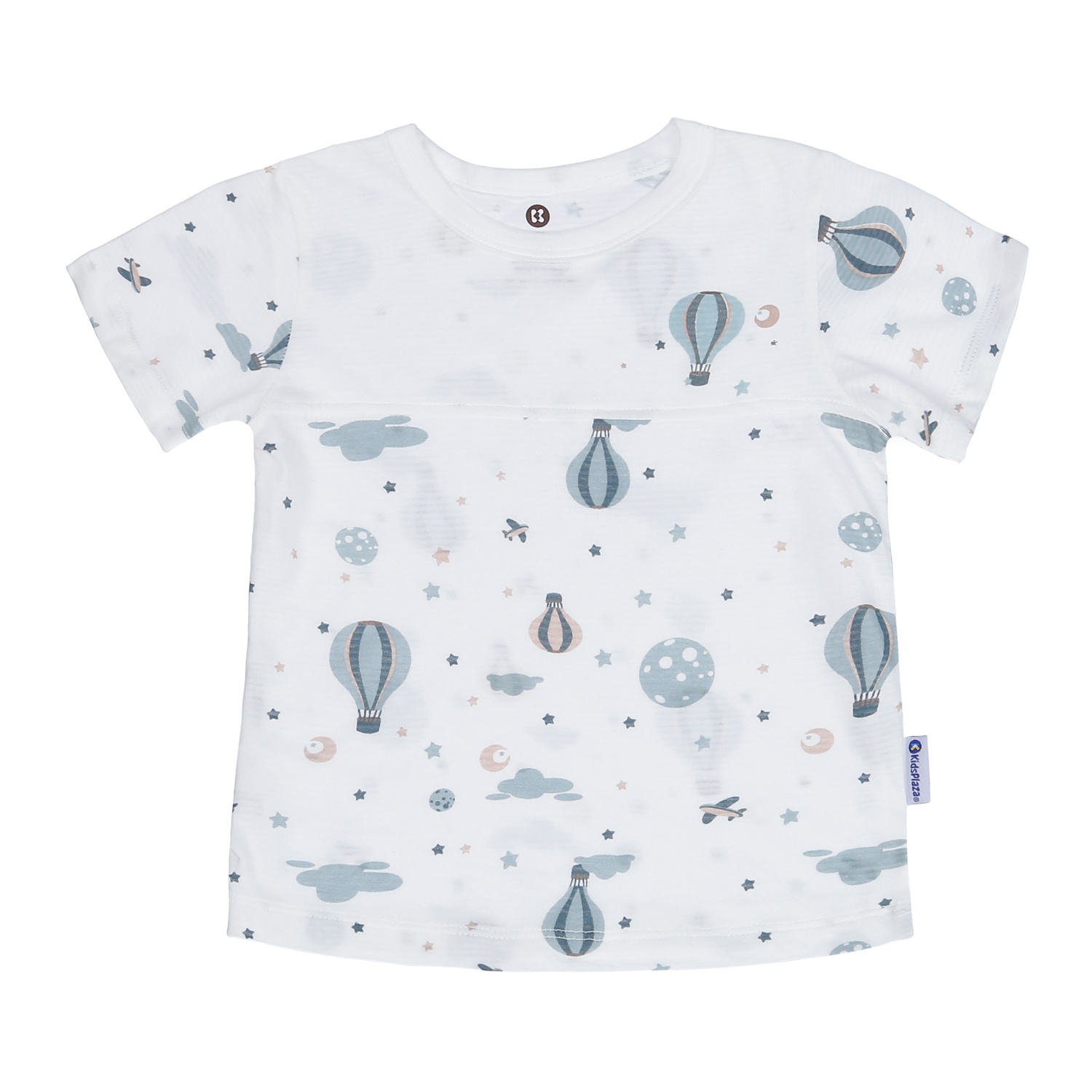 Bộ quần áo bé trai cộc tay KidsPlaza kẻ phối in baloon M23H (Trắng) hình 2