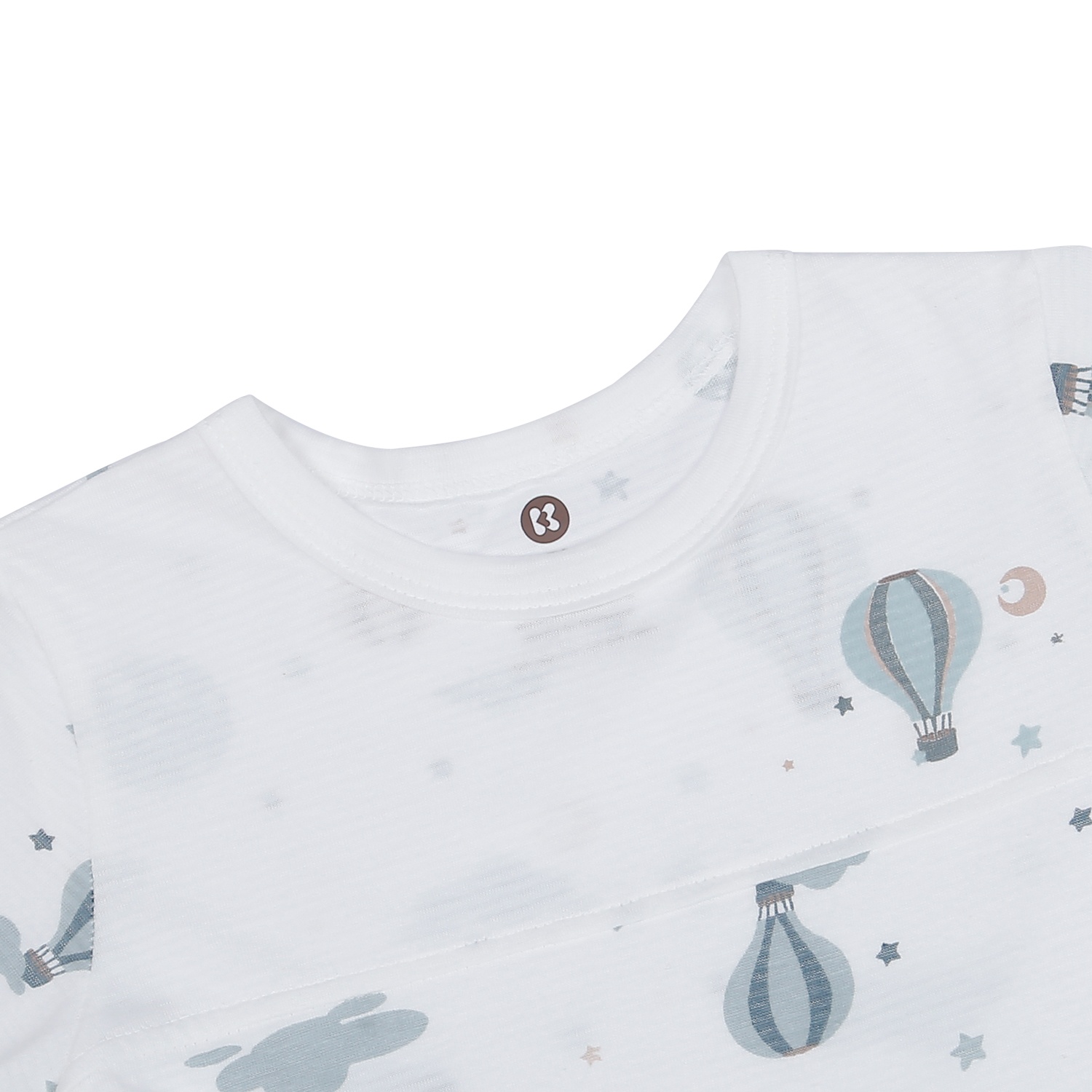 Bộ quần áo bé trai cộc tay KidsPlaza kẻ phối in baloon M23H (Trắng) hình 3