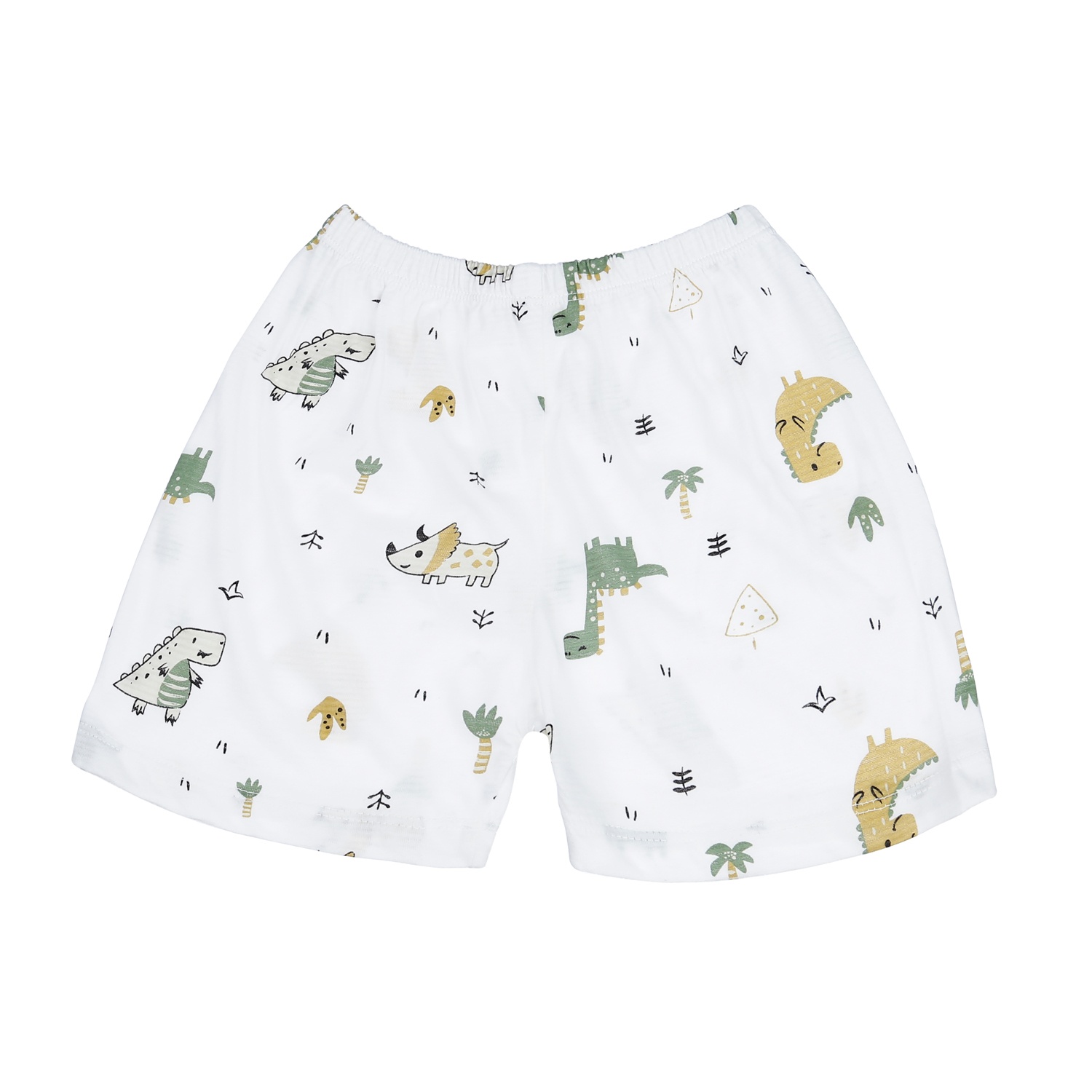 Bộ quần áo bé trai cộc tay KidsPlaza kẻ phối in khủng long M23H (Trắng) hình 4