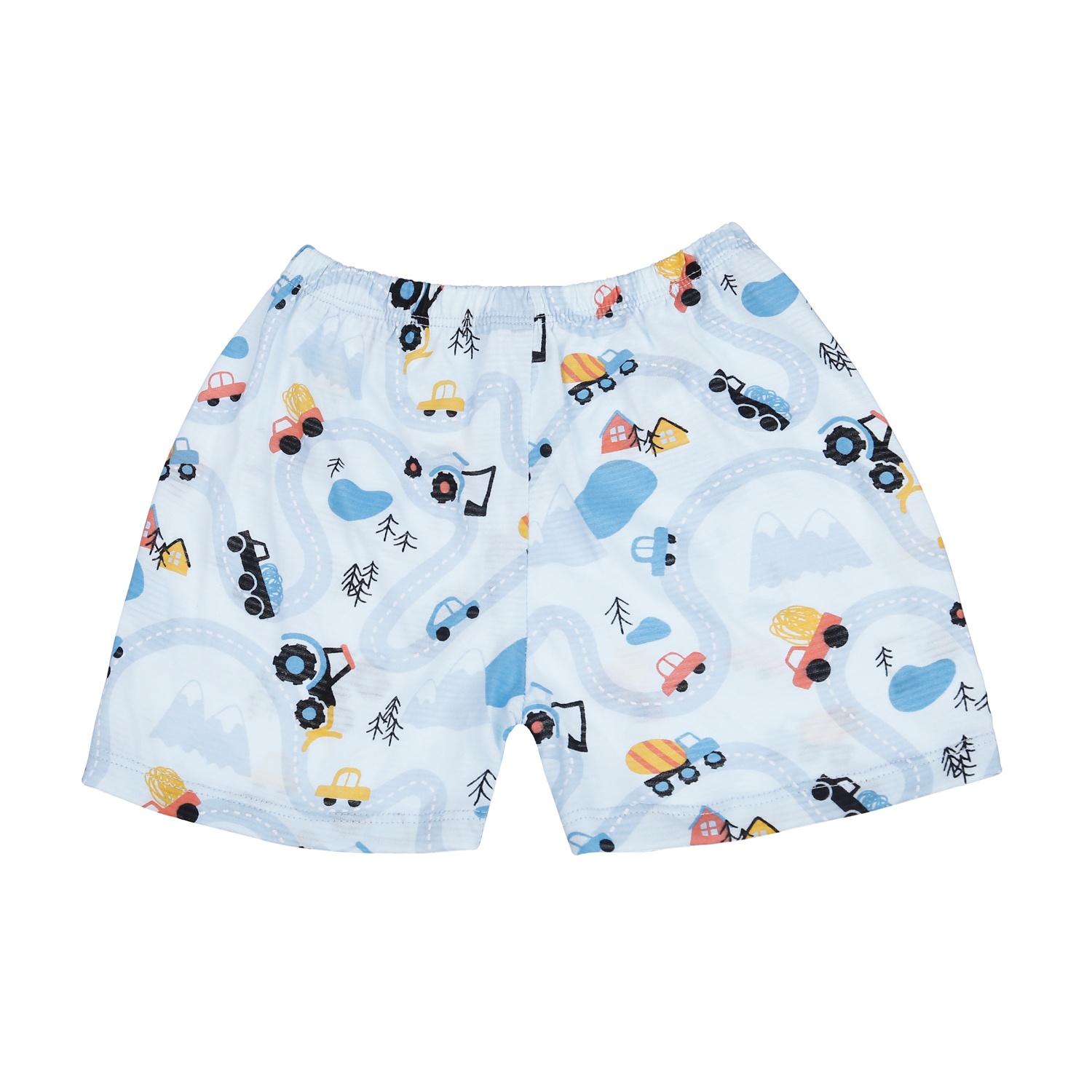 Bộ quần áo bé trai cộc tay KidsPlaza kẻ phối in ô tô M23H (Xanh)  hình 4