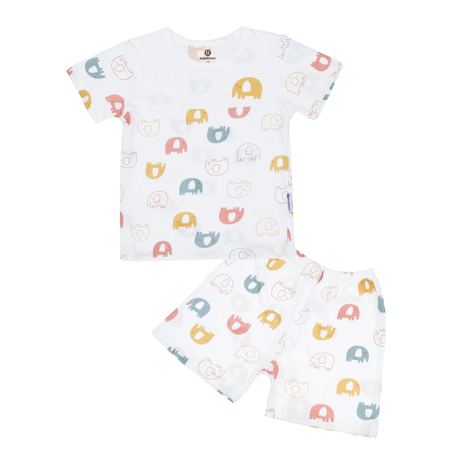 Bộ quần áo cộc tay KidsPlaza in chú voi M23H (Trắng) hình 1