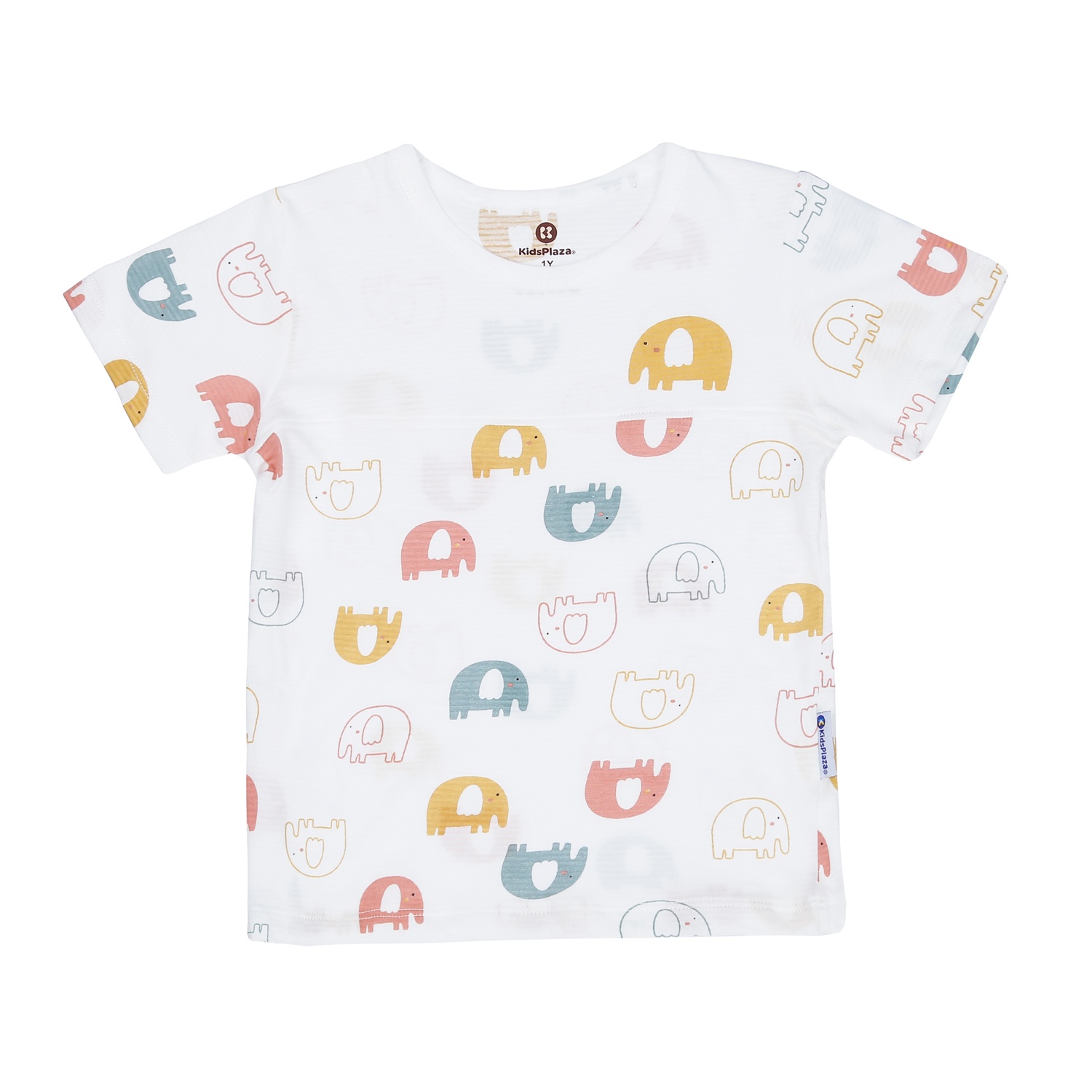 Bộ quần áo cộc tay KidsPlaza in chú voi M23H (Trắng) hình 2