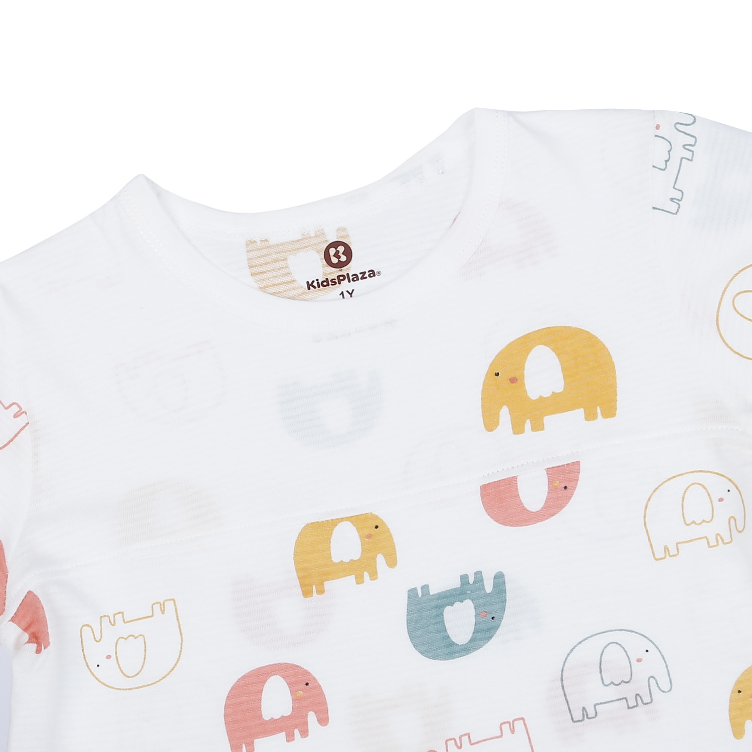 Bộ quần áo cộc tay KidsPlaza in chú voi M23H (Trắng) hình 3