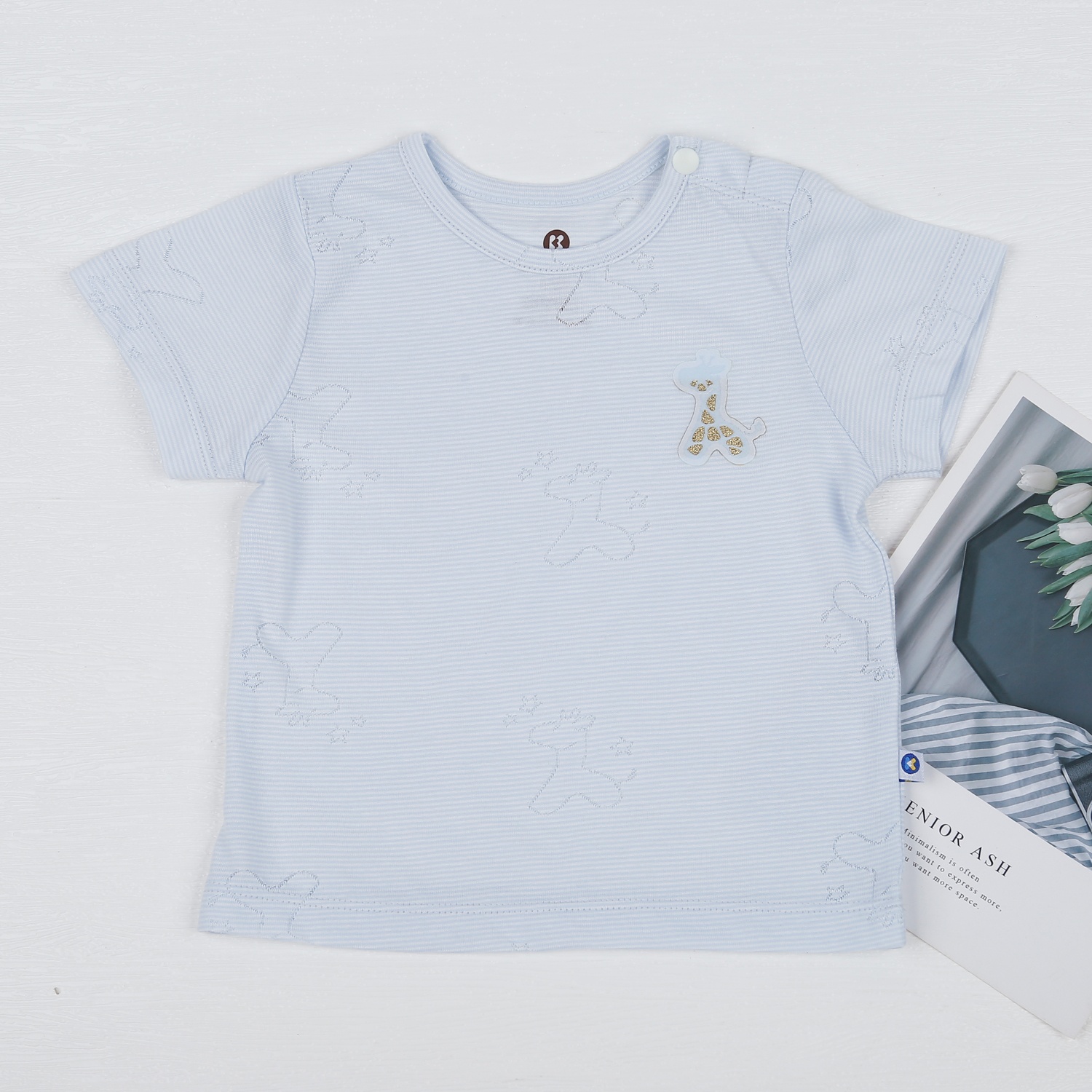 Bộ quần áo sơ sinh cài vai in hươu xanh KidsPlaza HN23H hình 2