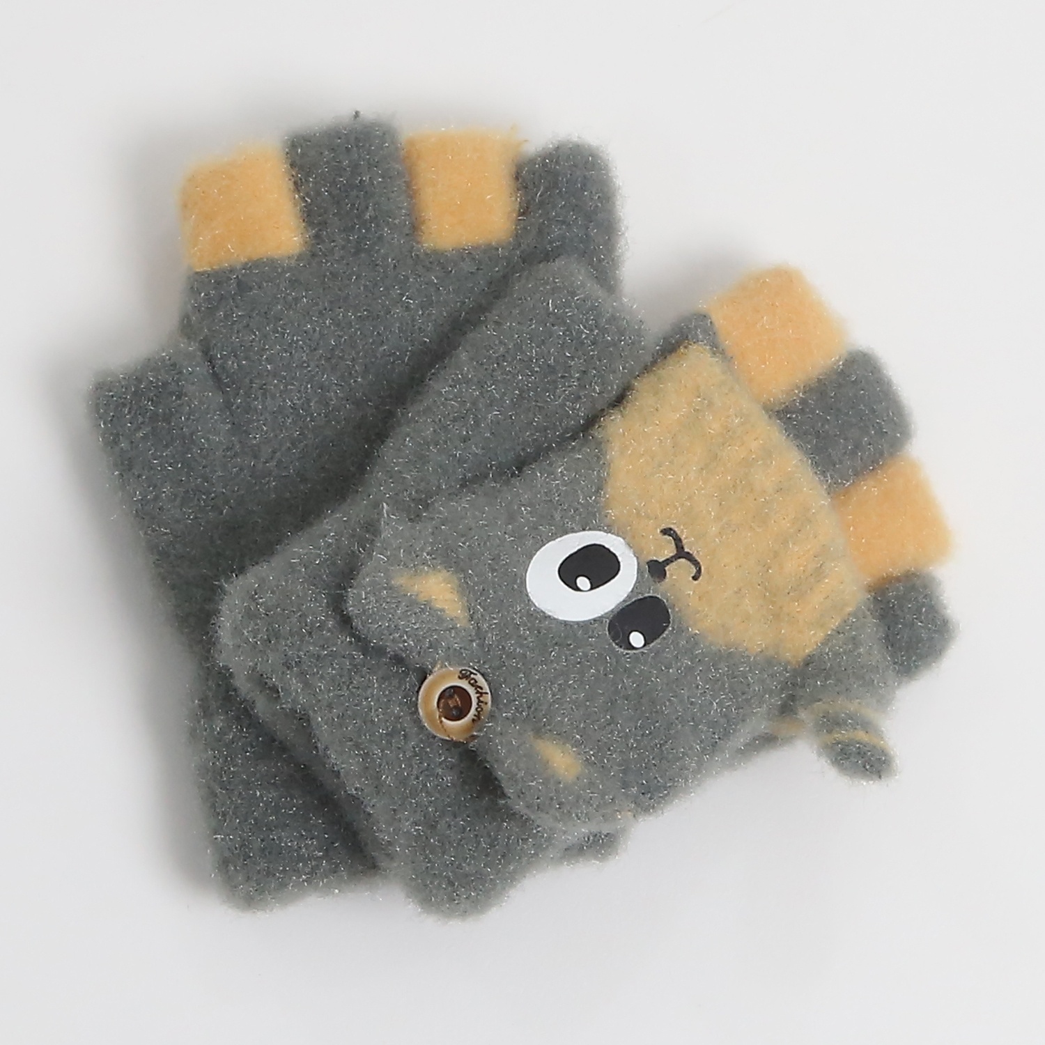 Găng tay len cho bé KidsPlaza đính mèo 24K-G04 (Ghi)