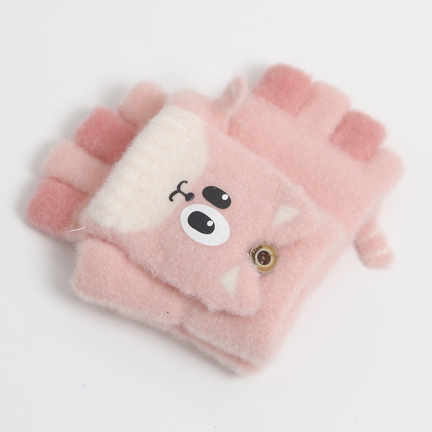 Găng tay len cho bé KidsPlaza đính mèo 24K-G04 (Hồng nhạt)