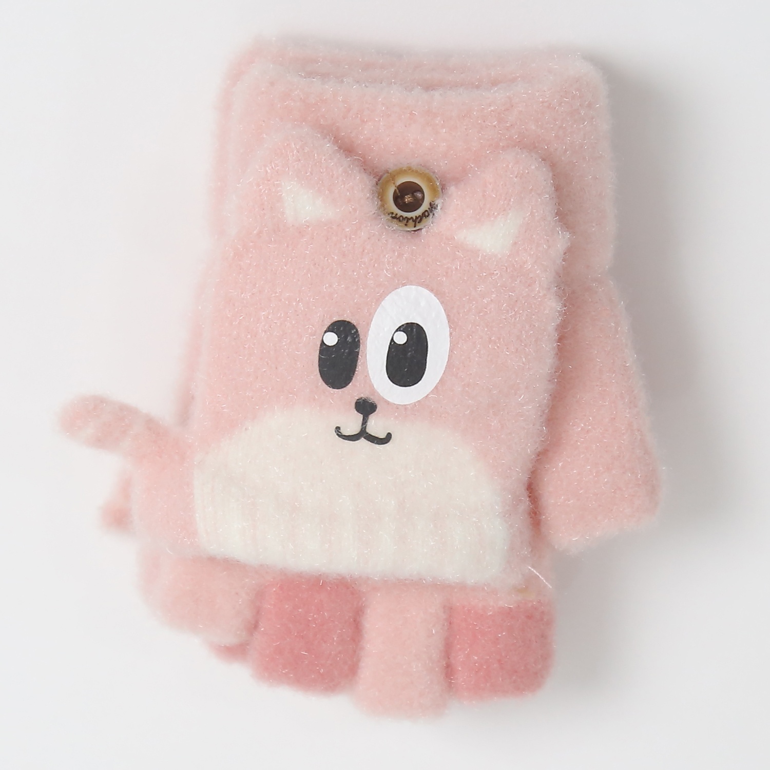 Găng tay len cho bé KidsPlaza đính mèo 24K-G04 (Hồng nhạt)