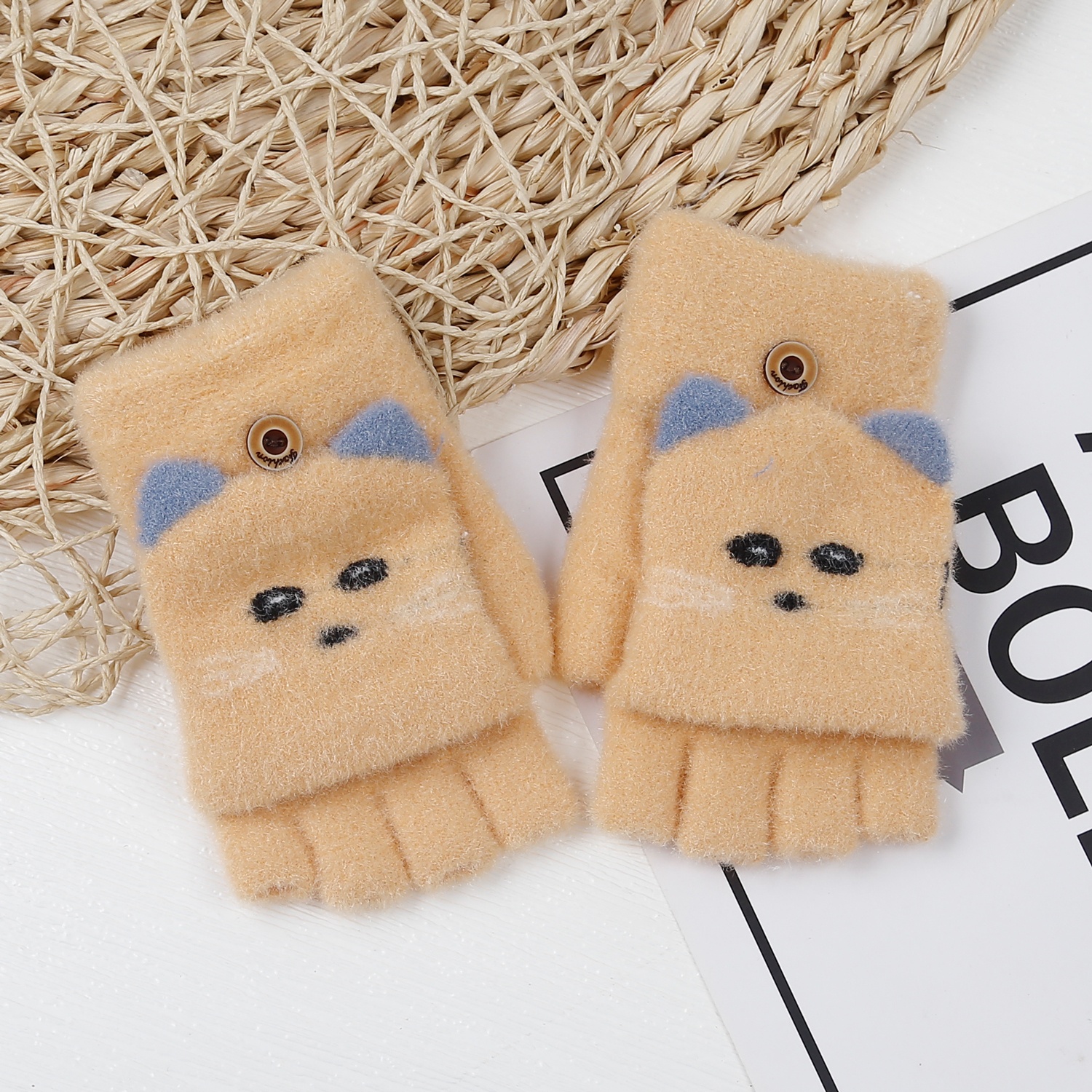 Găng tay nửa ngón cho bé KidsPlaza mắt mèo (Vàng)