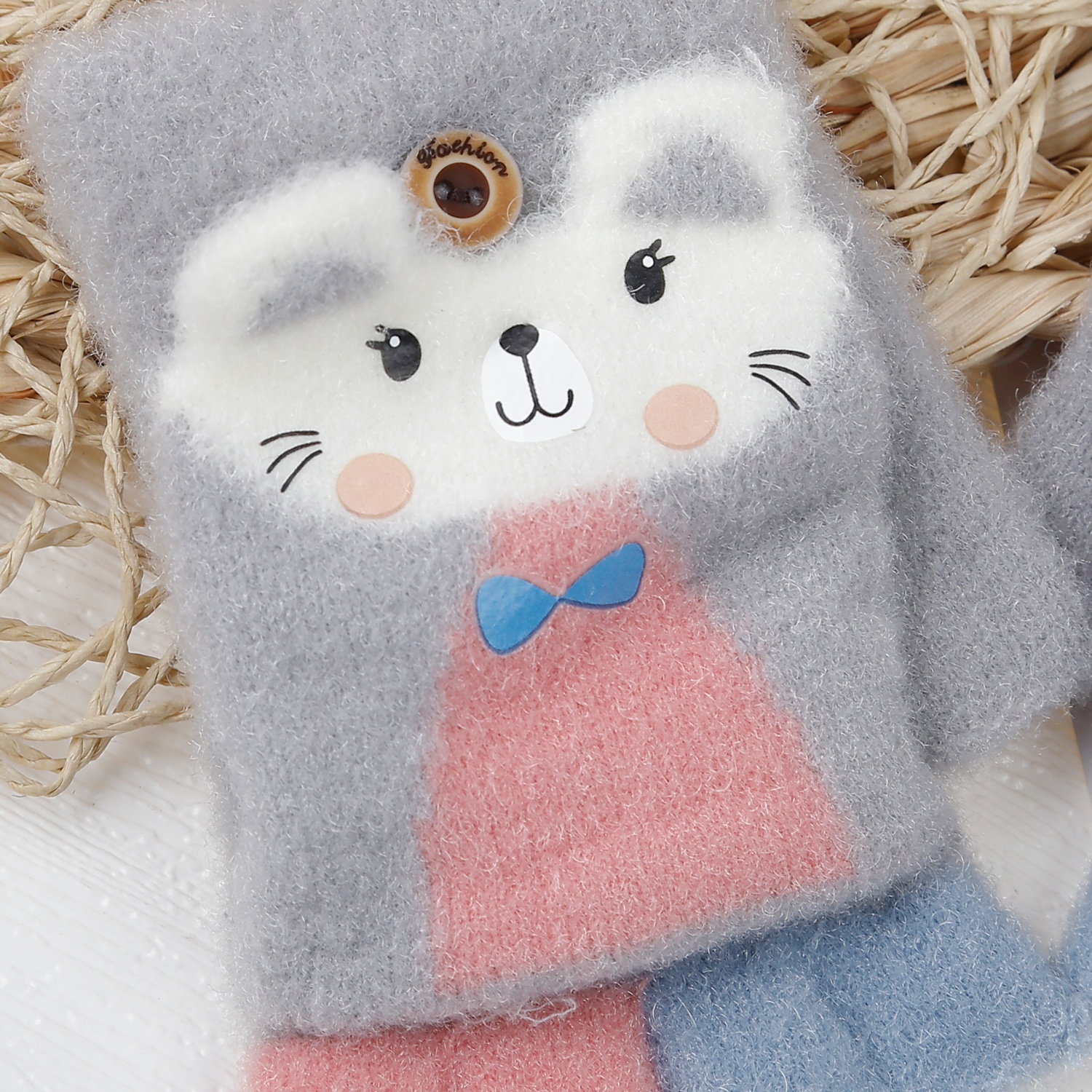 Găng tay nửa ngón cho bé KidsPlaza mèo (Xám)