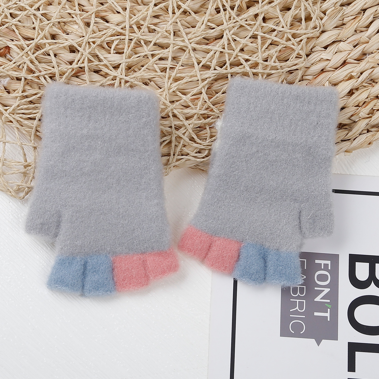 Găng tay nửa ngón cho bé KidsPlaza mèo (Xám)