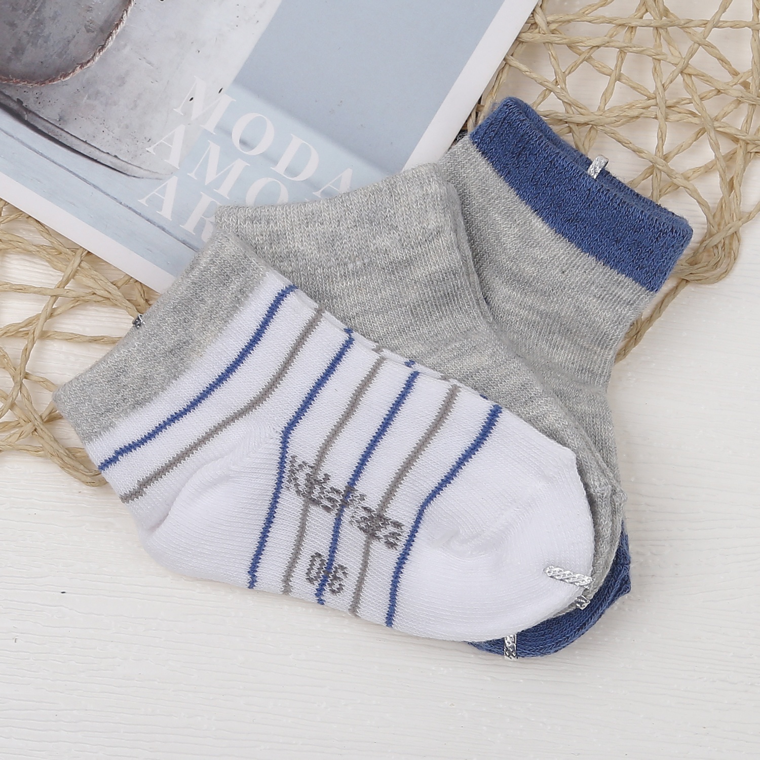 Set 3 tất bé trai KidsPlaza ss4 DK23D (kẻ) 0-6M hình 2