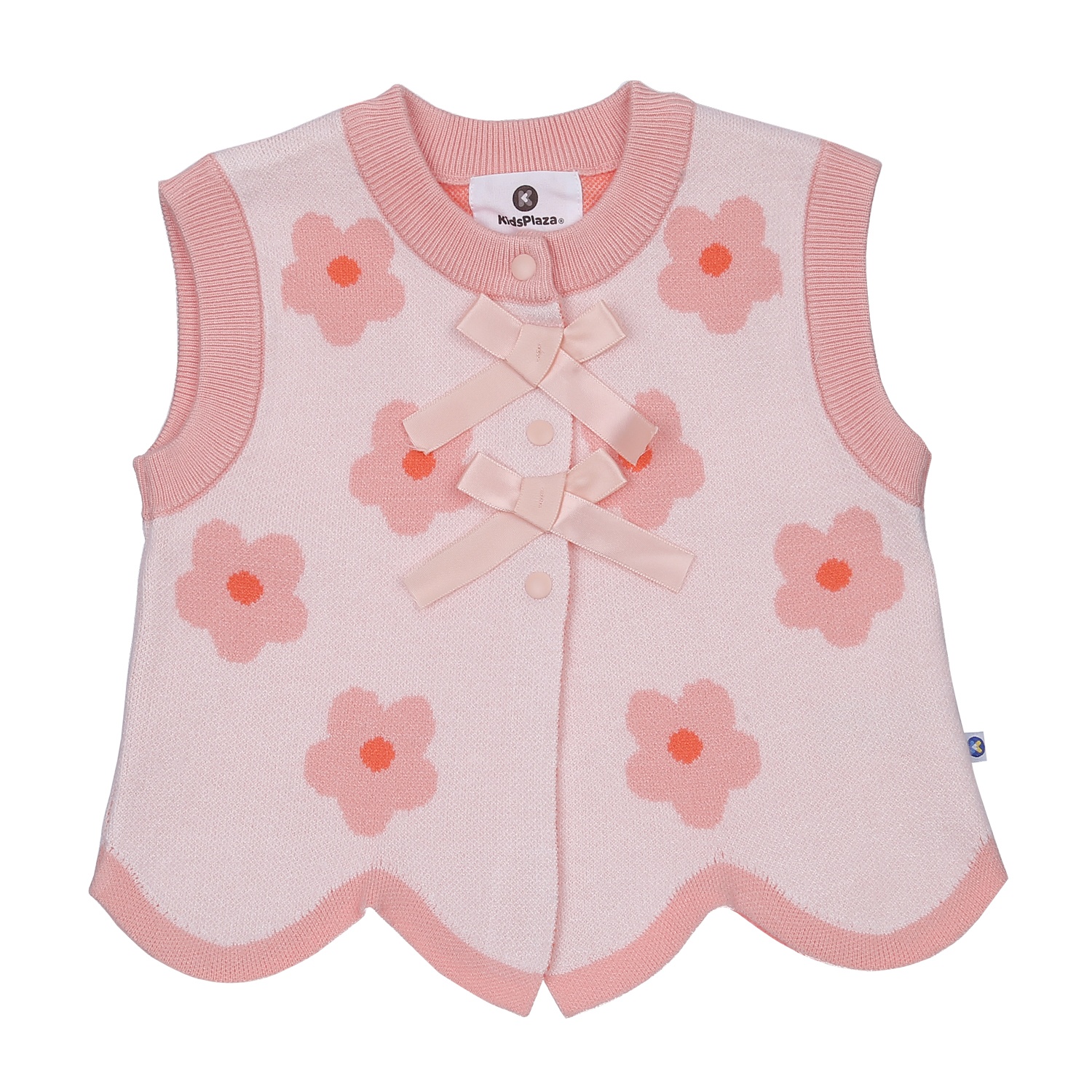 Áo len gile bé gái KidsPlaza thêu 2 nơ HN23D (Hồng) hình 1