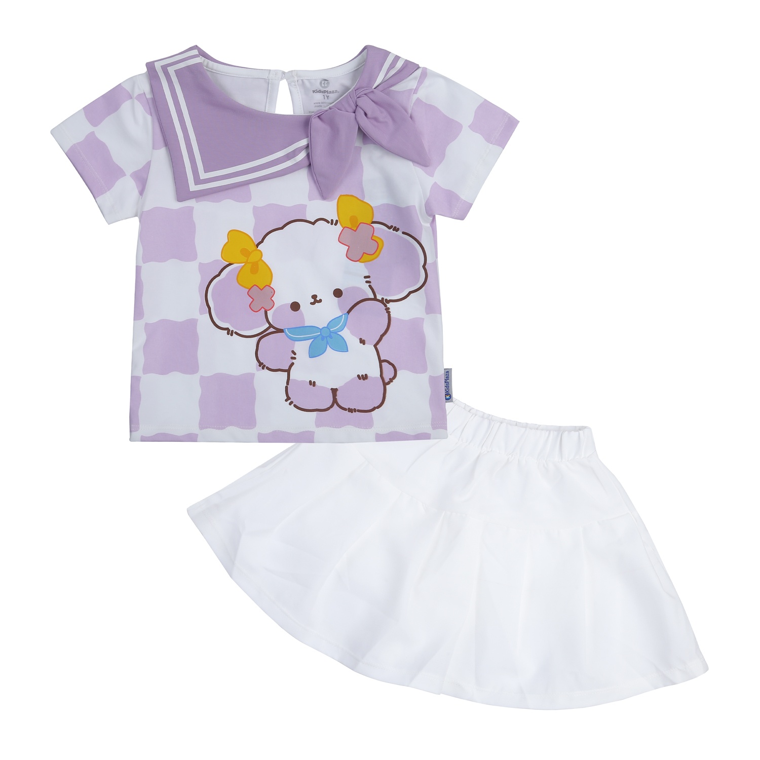 Bộ cộc bé gái KidsPlaza cổ có nơ TT24H (Tím) hình 1