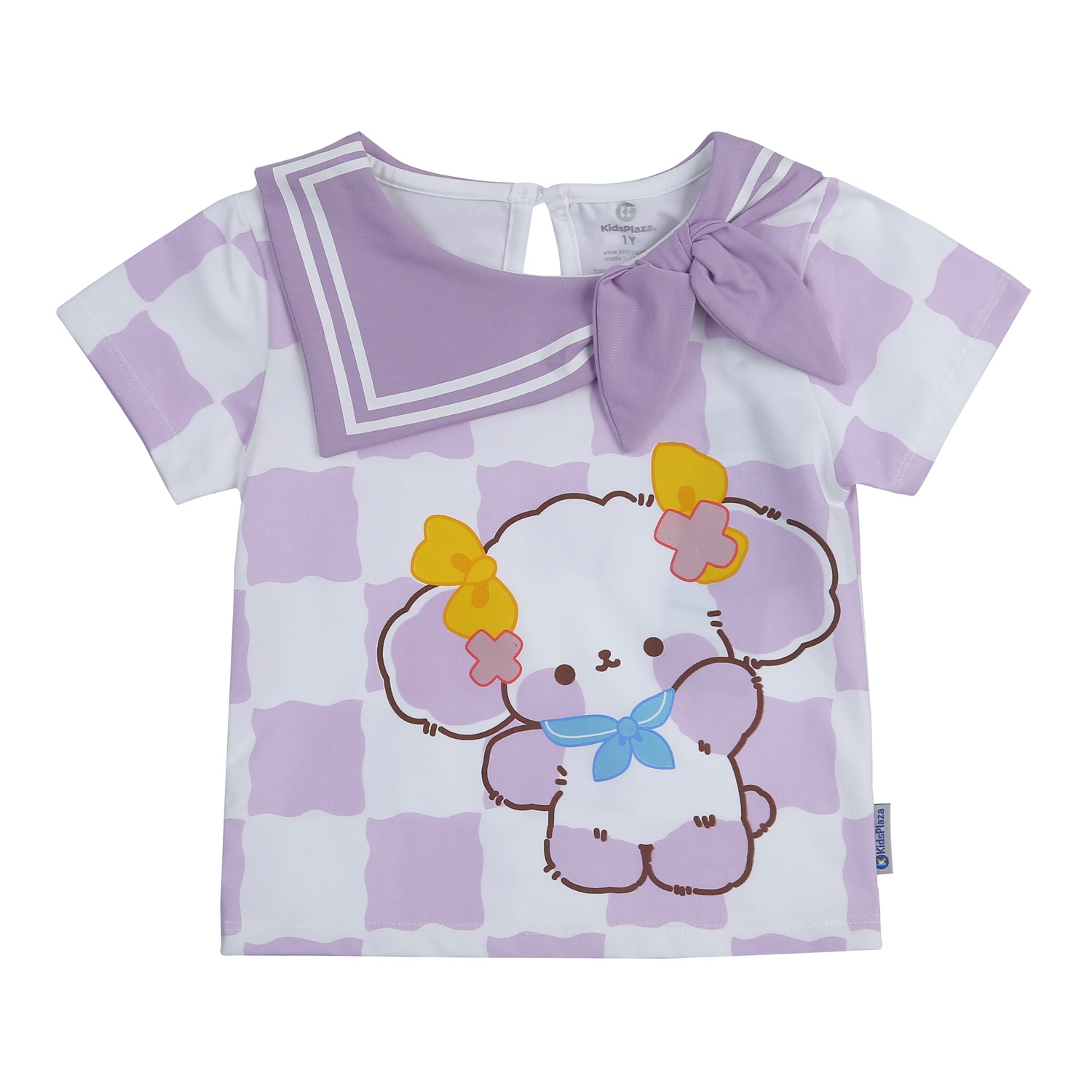 Bộ cộc bé gái KidsPlaza cổ có nơ TT24H (Tím) hình 4